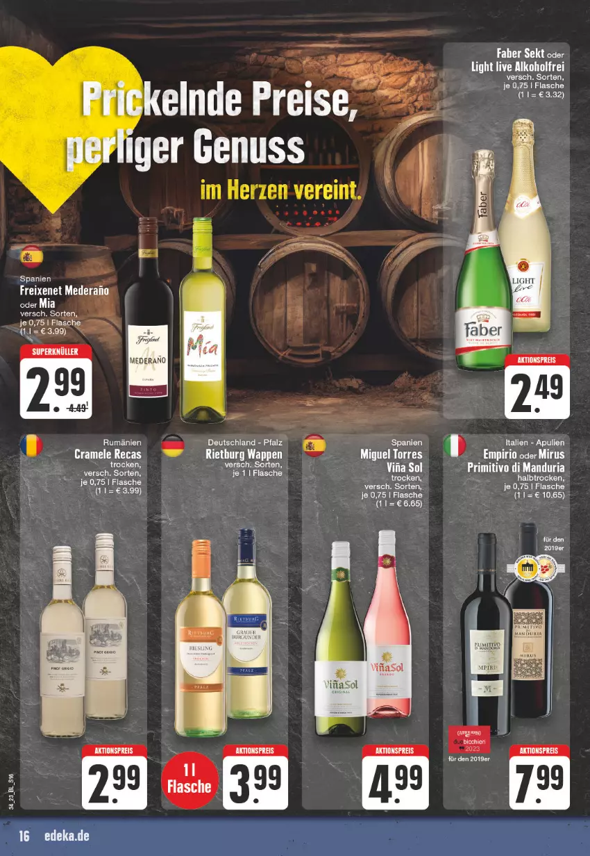 Aktueller Prospekt Edeka - Angebote der Woche - von 21.08 bis 26.08.2023 - strona 16 - produkty: aktionspreis, eis, flasche, nuss, primitivo, reis, Ria, rum, sekt, tee, Ti