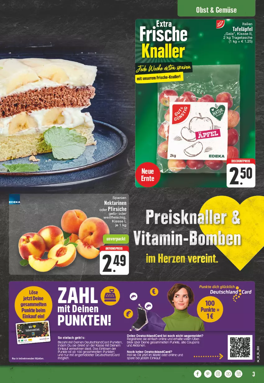 Aktueller Prospekt Edeka - Angebote der Woche - von 21.08 bis 26.08.2023 - strona 3 - produkty: alle coupons, coupon, coupons, deutschland card, deutschlandcard, discount, eis, lebensmittel, Nektar, nektarinen, obst, reis, tafeläpfel, Tasche, tee, Ti, tragetasche