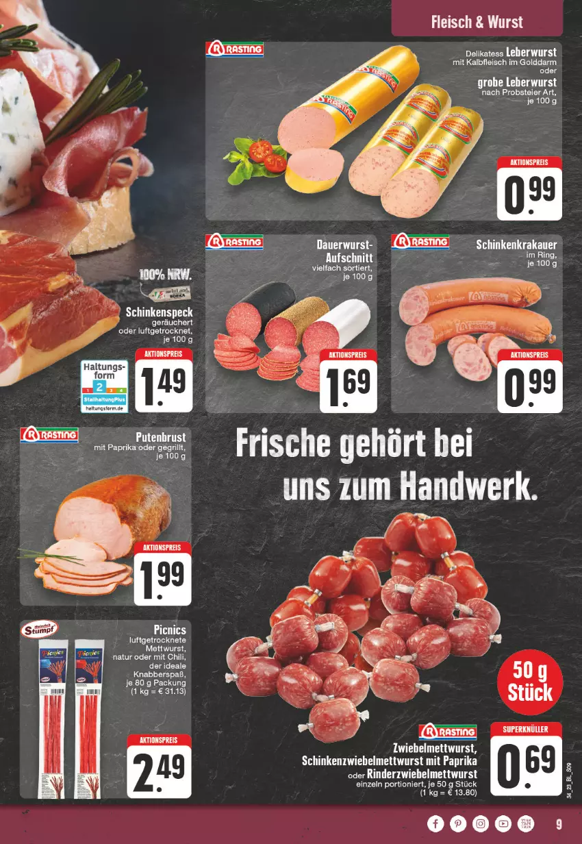 Aktueller Prospekt Edeka - Angebote der Woche - von 21.08 bis 26.08.2023 - strona 9 - produkty: aktionspreis, auer, chili, eier, eis, ente, fleisch, Kalbfleisch, leberwurst, mit kalbfleisch, natur, obst, reis, Ti, wurst