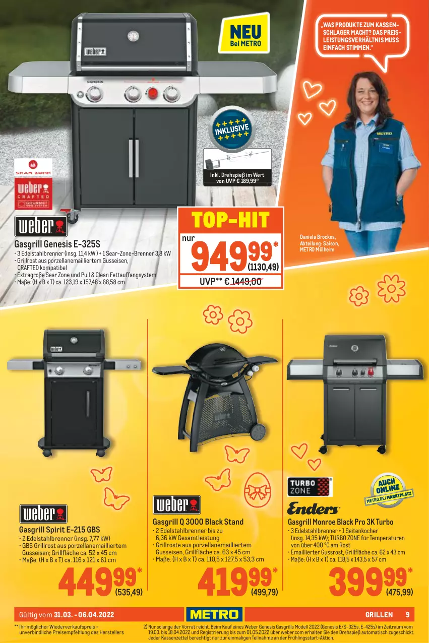 Aktueller Prospekt Metro - NonFood - von 31.03 bis 06.04.2022 - strona 9 - produkty: Abtei, auto, Brock, dell, edelstahl, eis, elle, gasgrill, grill, grillfläche, grillrost, Kocher, lack, mac, Metro, Mode, reis, teller, Ti, tisch, top-hit, weber