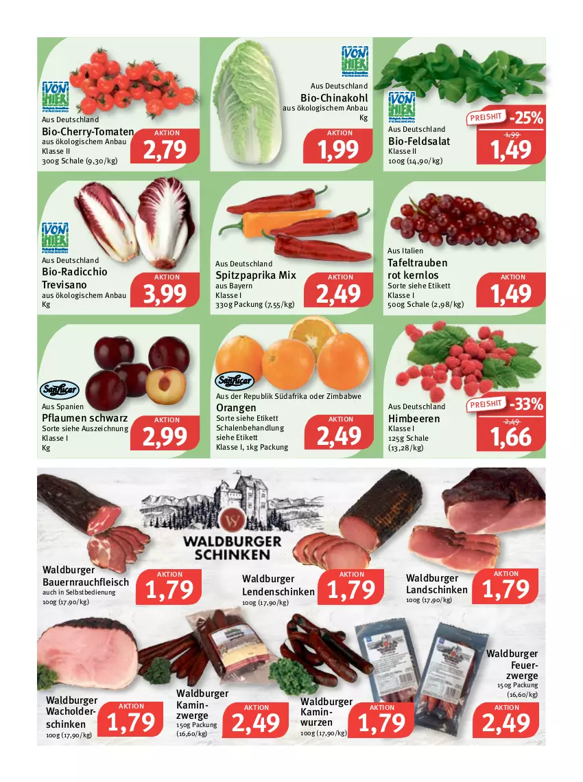 Aktueller Prospekt Feneberg - Prospekte - von 20.10 bis 22.10.2022 - strona 5 - produkty: auer, Bau, Bauer, beere, beeren, bio, burger, eis, feldsalat, fleisch, himbeer, himbeere, himbeeren, Kamin, Kaminwurz, landschinken, orange, orangen, paprika, paprika mix, pflaume, pflaumen, Radicchio, Rauch, reis, salat, Schal, Schale, schinken, Spitzpaprika, tafeltrauben, Ti, tomate, tomaten, trauben