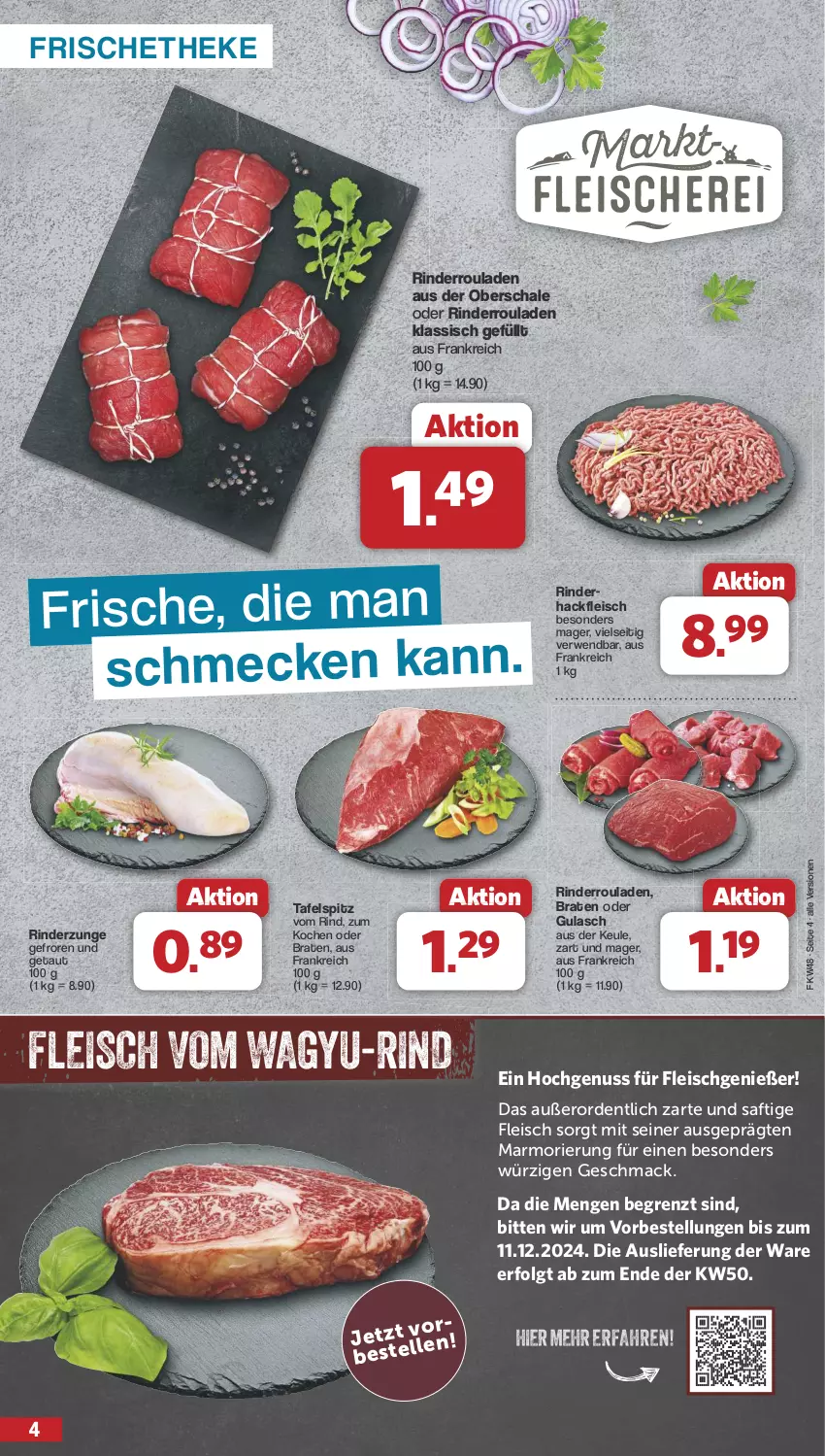 Aktueller Prospekt Famila - Prospekte - von 25.11 bis 30.11.2024 - strona 4 - produkty: braten, eis, fleisch, gulasch, hackfleisch, LG, mac, nuss, rind, rinder, Rinderroulade, rinderrouladen, Rinderzunge, rouladen, rwe, saft, Schal, Schale, tafelspitz, Ti