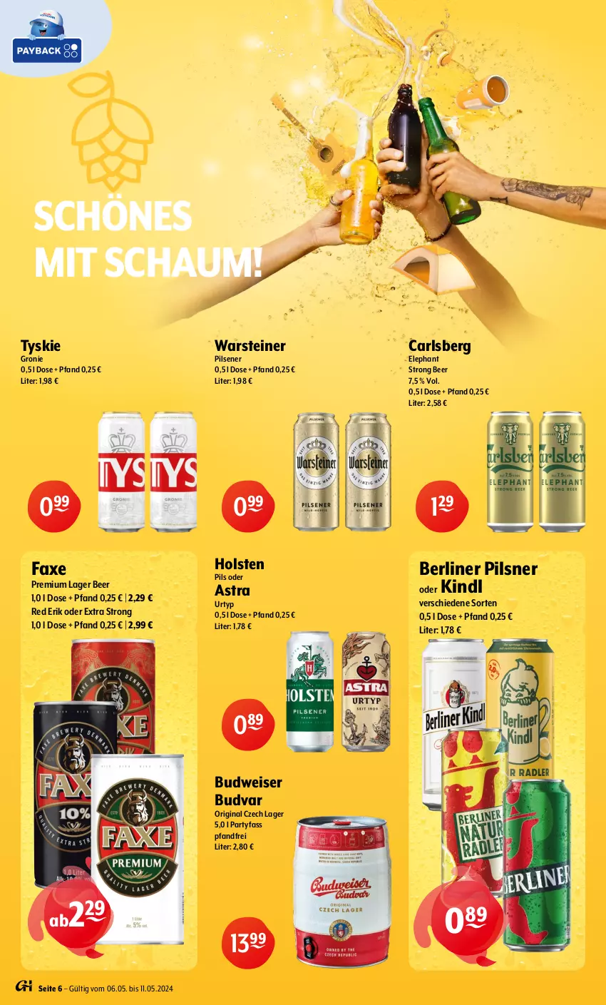 Aktueller Prospekt Getraenke Hoffmann - Prospekte - von 06.05 bis 11.05.2024 - strona 6 - produkty: Astra, axe, berliner, budweiser, carlsberg, eis, gin, holsten, pils, pilsener, pilsner, steiner, Ti, tyskie, urtyp, warsteiner