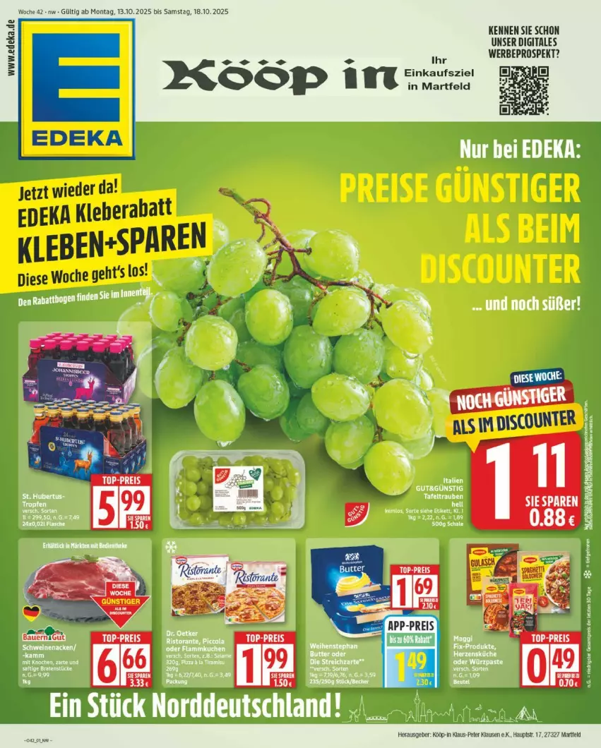 Aktueller Prospekt Edeka - Prospekte - von 13.10 bis 18.10.2025 - strona 1 - produkty: deka, discount, kleber, Ti