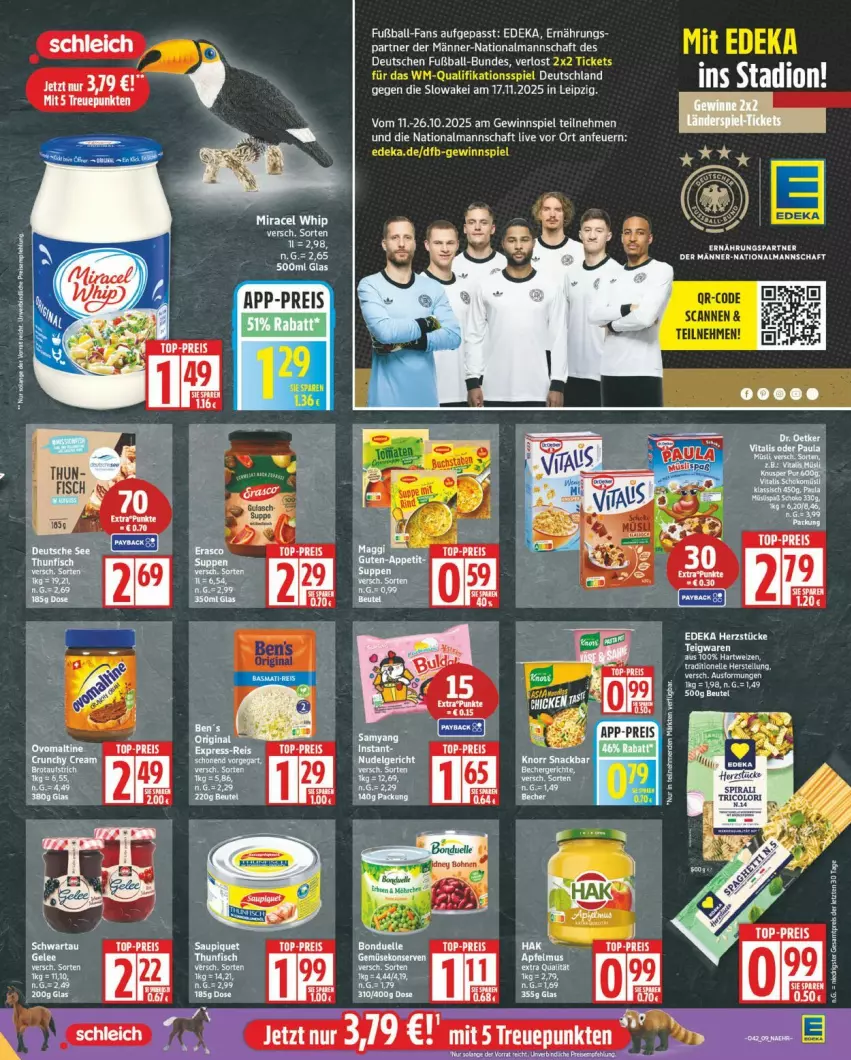 Aktueller Prospekt Edeka - Prospekte - von 13.10 bis 18.10.2025 - strona 9 - produkty: ball, beutel, deka, eis, Fußball, gewinnspiel, hartweizen, miracel, miracel whip, reis, Schleich, tee, teigwaren, Ti, top-preis, ZTE