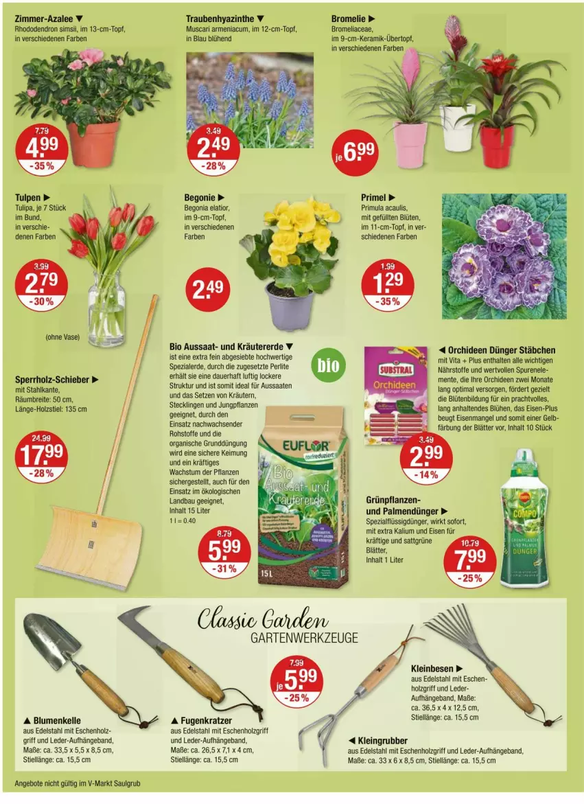 Aktueller Prospekt Vmarkt - Prospekte - von 25.01 bis 31.01.2024 - strona 16 - produkty: angebot, angebote, auer, auto, Bau, Begonia, Begonie, bio, blume, blumen, Blüte, Brei, Bromelie, dünger, edelstahl, eis, elle, ente, erde, flüssigdünger, Grünpflanzen, Holz, im 9-cm-topf, Kraut, kräuter, LG, orchidee, orchideen, pflanze, pflanzen, sim, Spezi, Ti, topf, trauben, tulip, übertopf, Vase, vita, ZTE