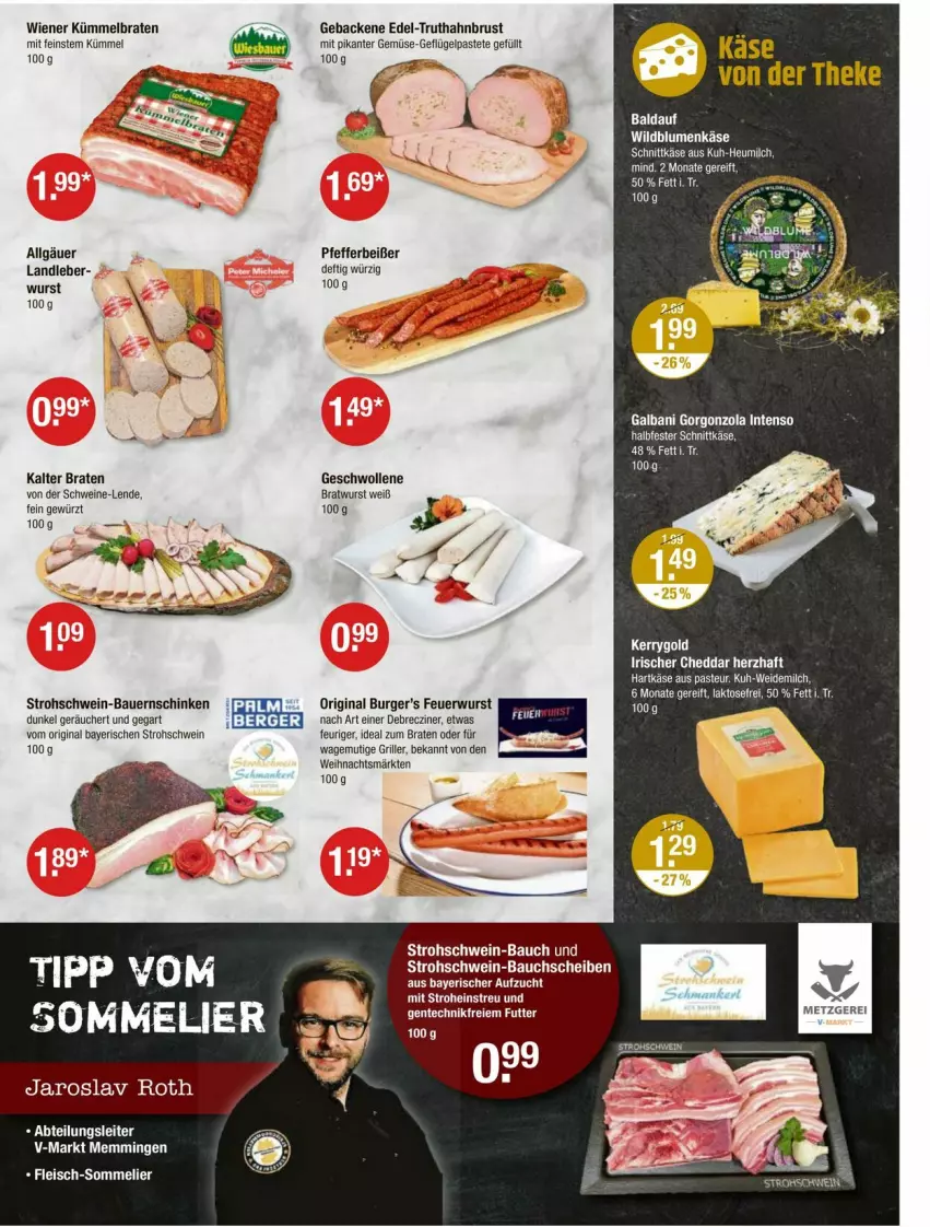 Aktueller Prospekt Vmarkt - Prospekte - von 25.01 bis 31.01.2024 - strona 3 - produkty: auer, Bau, Bauer, Bauernschinken, blume, blumen, braten, bratwurst, burger, cheddar, debrecziner, emmi, galbani, geback, Geflügel, gewürz, gin, gorgonzola, grill, halbfester schnittkäse, hartkäse, Heu, heumilch, ideal zum braten, intenso, Käse, LG, milch, pastete, pfeffer, Pfefferbeißer, schinken, schnittkäse, schwein, schweine, Ti, truthahn, weidemilch, wein, weine, wiener, Wild, Wildblumenkäse, wolle, wurst