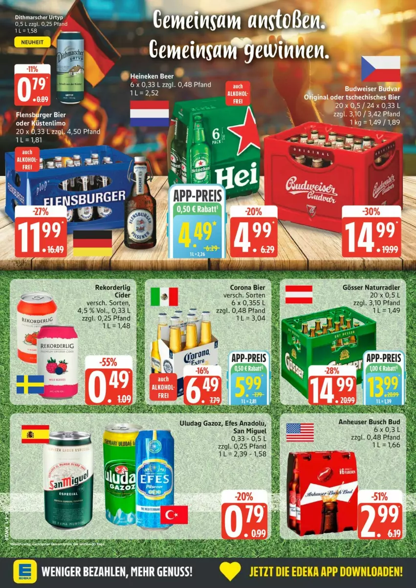 Aktueller Prospekt Edeka - Prospekte - von 08.06 bis 13.06.2026 - strona 4 - produkty: bier, cider, corona, deka, gösser, heineken, Heu, LG, natur, radler