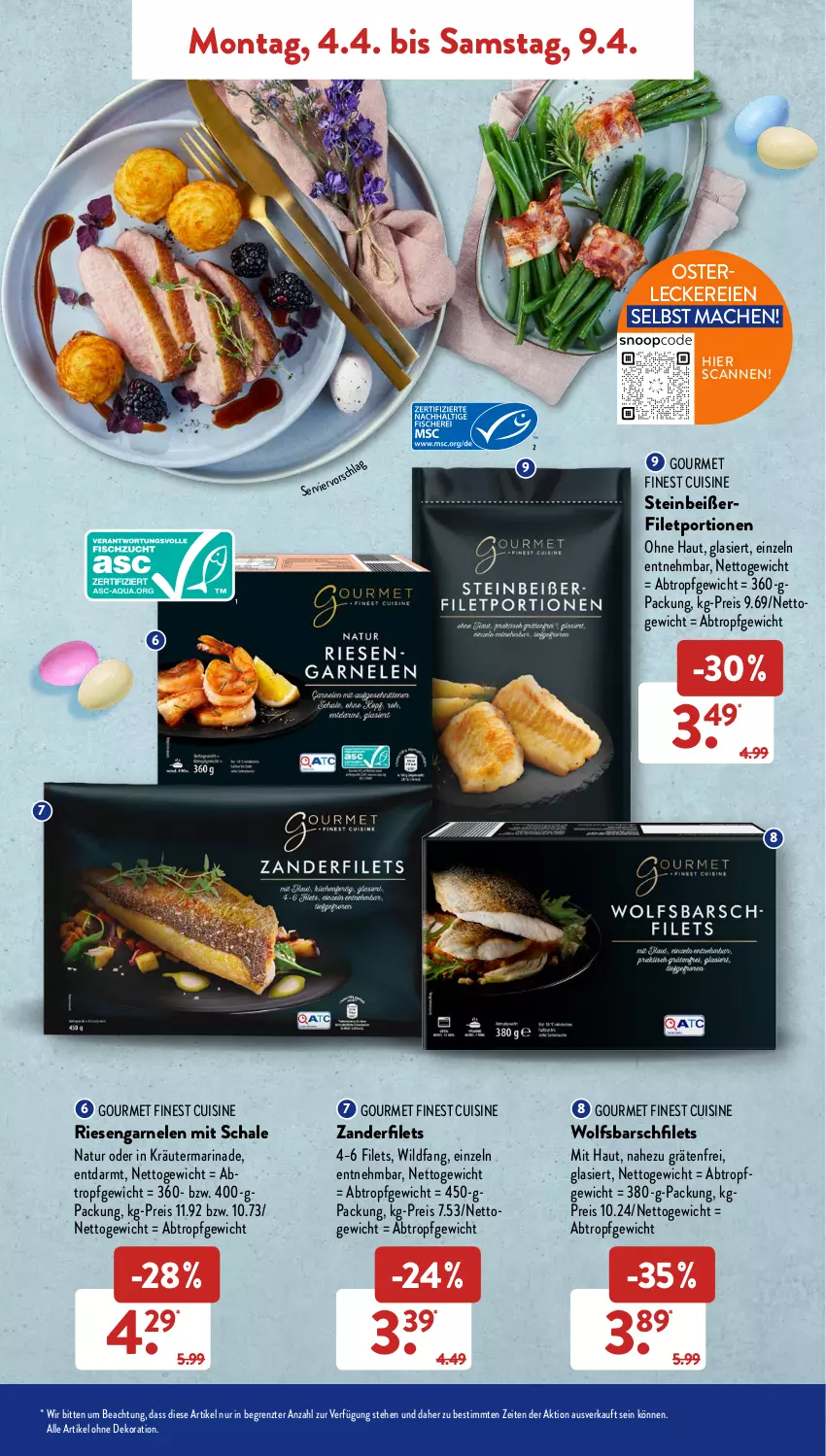 Aktueller Prospekt AldiSud - ALDI Aktuell - von 04.04 bis 09.04.2022 - strona 11 - produkty: alle artikel ohne dekoration, dekoration, eis, filet, filets, garnelen, kräuter, mac, marinade, natur, reis, riesengarnelen, Schal, Schale, Steinbeißer, Steinbeißerfilet, Ti, Wild, wolfsbarsch, Zander, Zanderfilets, ZTE