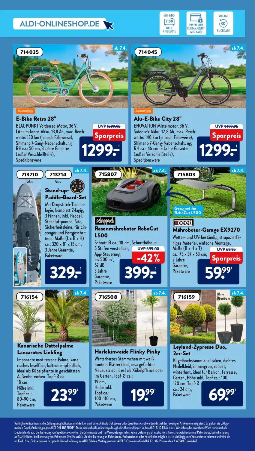 Aktueller Prospekt AldiSud - ALDI Aktuell - von 04.04 bis 09.04.2022 - strona 27 - produkty: akku, aldi, angebot, angebote, aust, blaupunkt, E-Bike, eis, elle, erde, Garten, kleid, Kugel, leine, LG, Liege, mähroboter, pflanze, rasen, reis, Ria, rwe, SANTE, Schal, shimano, Ti, topf, ZTE