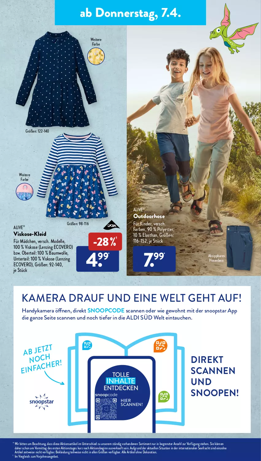 Aktueller Prospekt AldiSud - ALDI Aktuell - von 04.04 bis 09.04.2022 - strona 31 - produkty: aldi, alle artikel ohne dekoration, angebot, Bau, baumwolle, dekoration, dell, ecovero, eis, elle, gin, Handy, hose, hosen, kamera, Kinder, kleid, Kleidung, lenzing, Mode, resa, Ti, wolle, ZTE