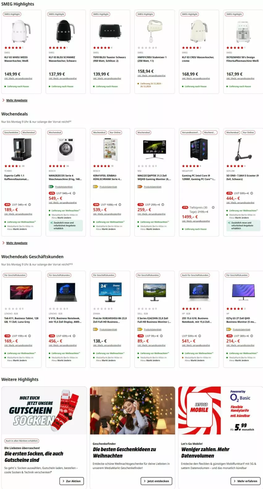 Aktueller Prospekt Media Markt - Prospekte - von 11.12 bis 23.12.2024 - strona 2 - produkty: alexa, angebot, angebote, Bau, decke, eis, elle, ente, filterkaffee, Gaming PC, gutschein, gutscheine, Handy, Heu, Intel, kaffee, kaffeemaschine, Kocher, mac, mediamarkt, Mixer, monitor, ndk, notebook, reis, scooter, socken, stabmixer, tablet, Ti, toast, toaster, uhr, wasser, wasserkocher, weihnachten