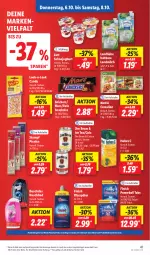 Gazetka promocyjna Lidl - Aktionsprospekt - Gazetka - ważna od 08.10 do 08.10.2022 - strona 45 - produkty: angebot, Bad, ball, cerealien, cola, duschbad, duschdas, eis, elle, Finish, Hohes C, ice tea, jim beam, joghur, joghurt, klarspüler, landliebe, landmilch, mars, milch, nestlé, powerball, Rauch, reis, rwe, sahne, Sahnejoghurt, snack, snacks, snickers, teller, Ti, twix, zott, ZTE