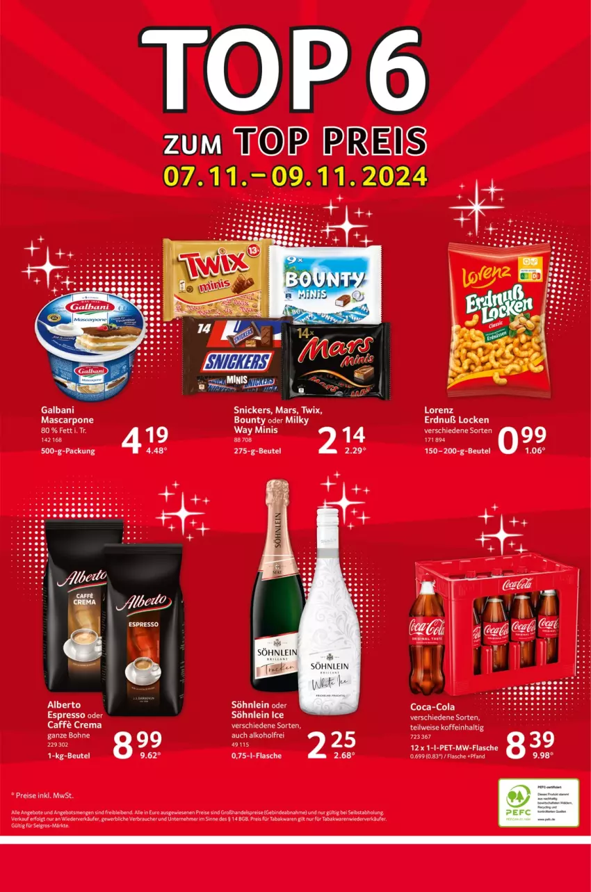 Aktueller Prospekt Selgros - Food - von 07.11 bis 13.11.2024 - strona 32 - produkty: alkohol, angebot, angebote, beutel, bohne, bounty, Brei, coca-cola, cola, eis, espresso, espresso oder, flasche, galbani, LG, lion, lorenz, mars, mascarpone, mw-flasche, Rauch, reis, snickers, söhnlein, Ti, twix