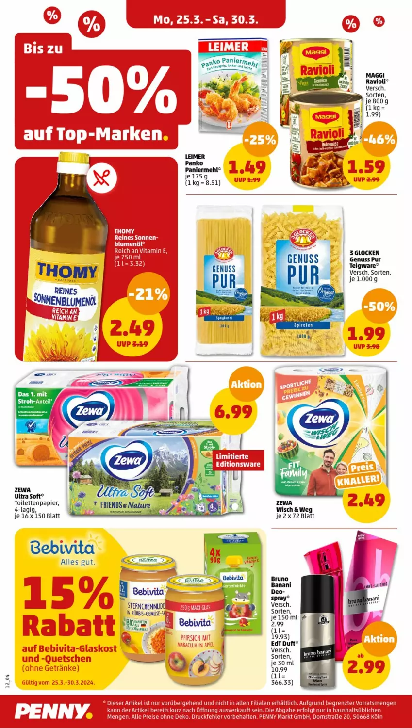 Aktueller Prospekt Penny - Prospekte - von 25.03 bis 30.03.2024 - strona 12 - produkty: bebivita, blume, blumen, eimer, Kürbis, leimer, maggi, mehl, natur, nuss, Paniermehl, ravioli, Ti, vita, Yo, zewa