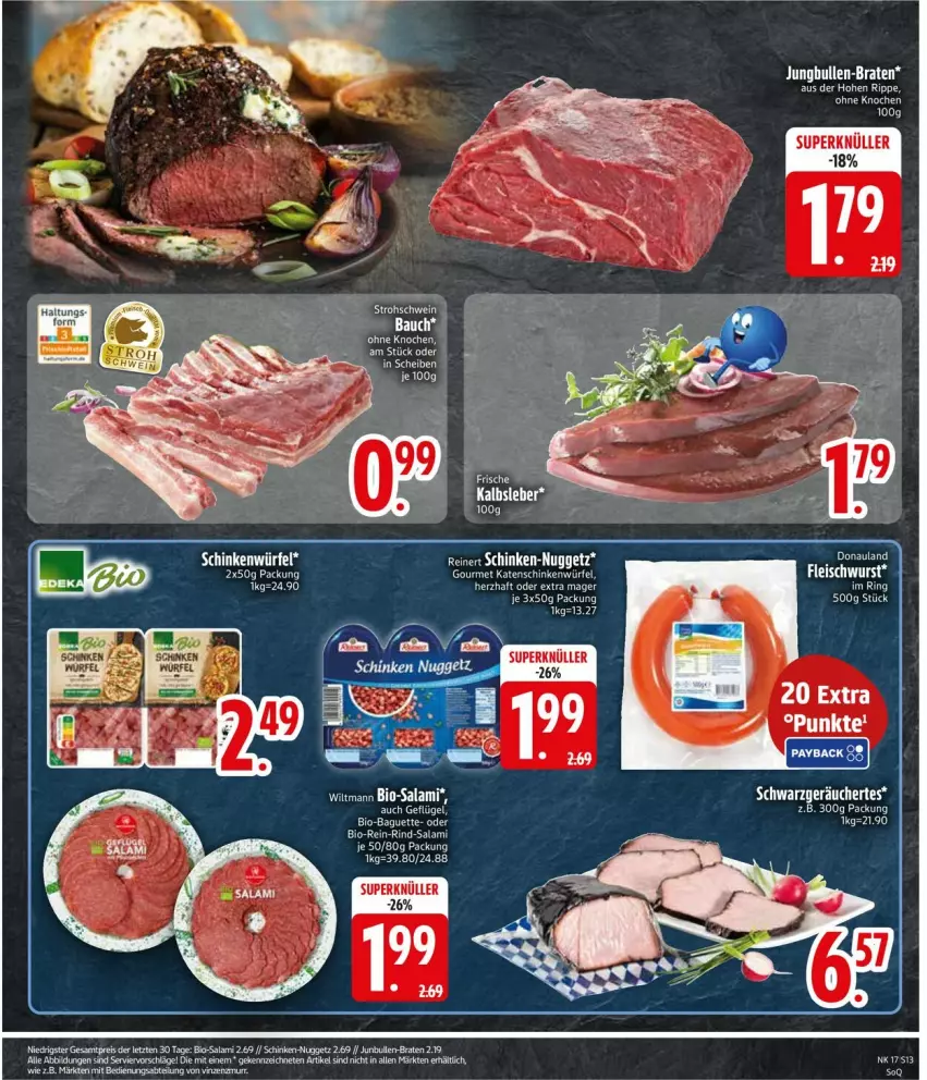 Aktueller Prospekt Edeka - Prospekte - von 20.04 bis 25.04.2026 - strona 15 - produkty: Bau, bio, Bio-Salami, eis, ente, fleisch, fleischwurst, Kalbsleber, reinert, rind, salami, schinken, schwein, Ti, wein, wurst