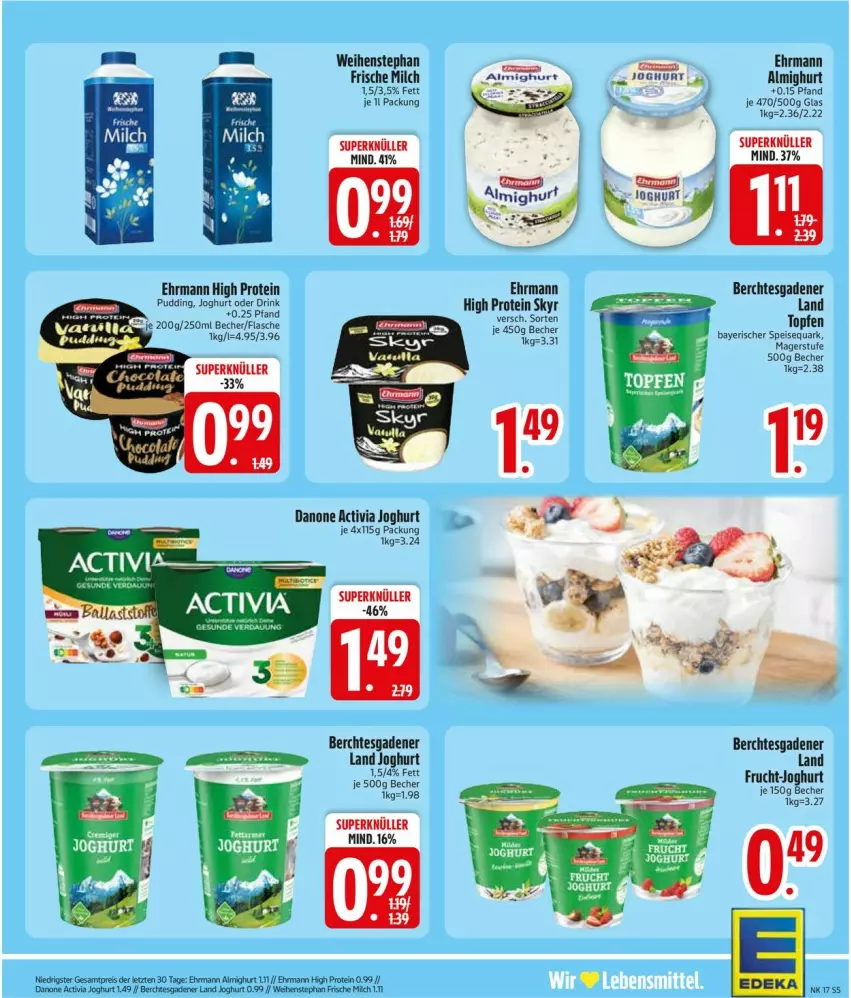 Aktueller Prospekt Edeka - Prospekte - von 20.04 bis 25.04.2026 - strona 7 - produkty: activia, activia joghurt, almighur, almighurt, Becher, danone, danone activia, deka, drink, ehrmann, ehrmann almighurt, eis, frische milch, frucht, joghur, joghurt, milch, pudding, Skyr, Ti, topf, weihenstephan