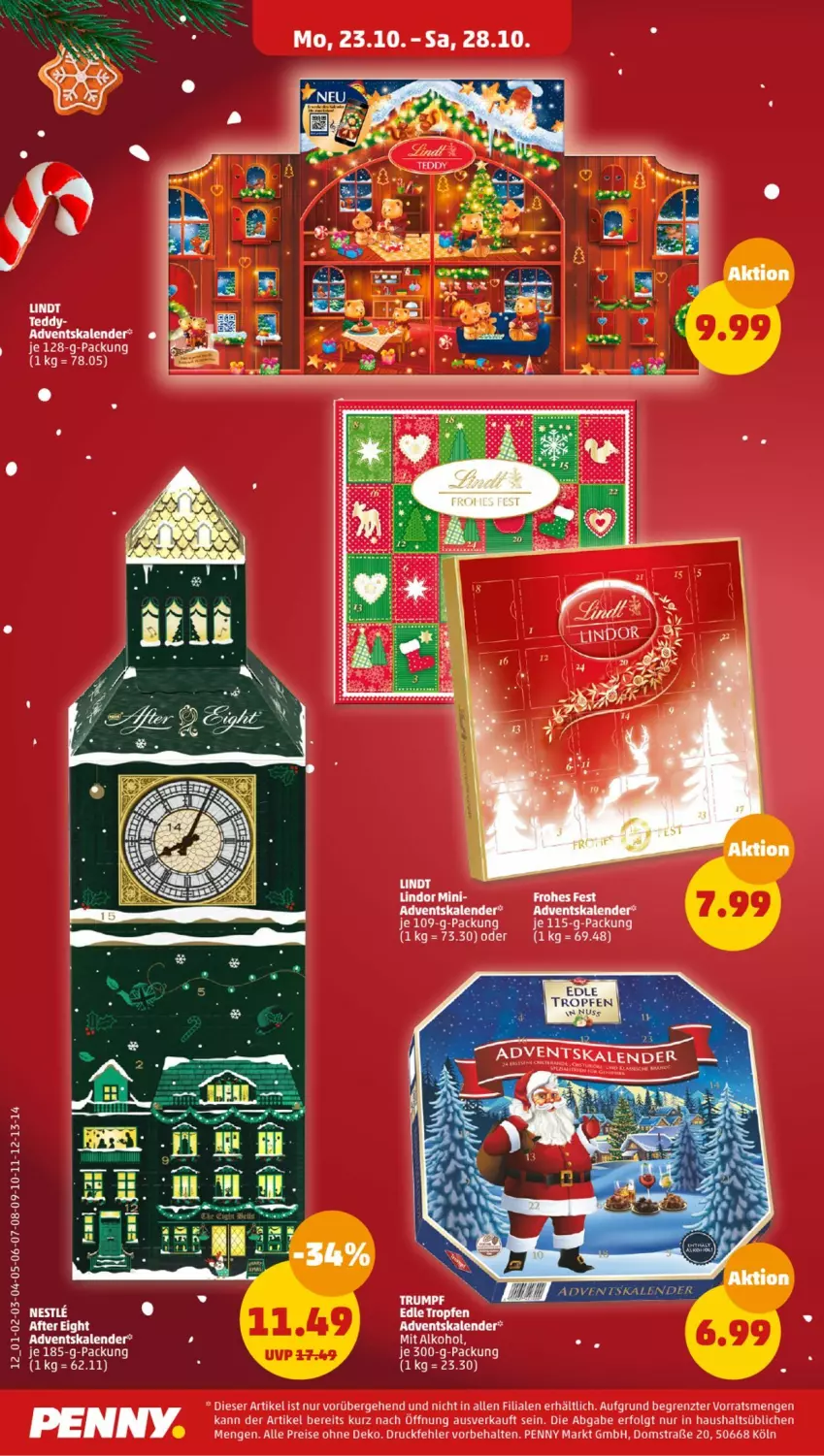 Aktueller Prospekt Penny - Prospekte - von 23.10 bis 28.10.2023 - strona 12 - produkty: Adventskalender, after eight, eis, LG, lindor, reis, Ti, ZTE