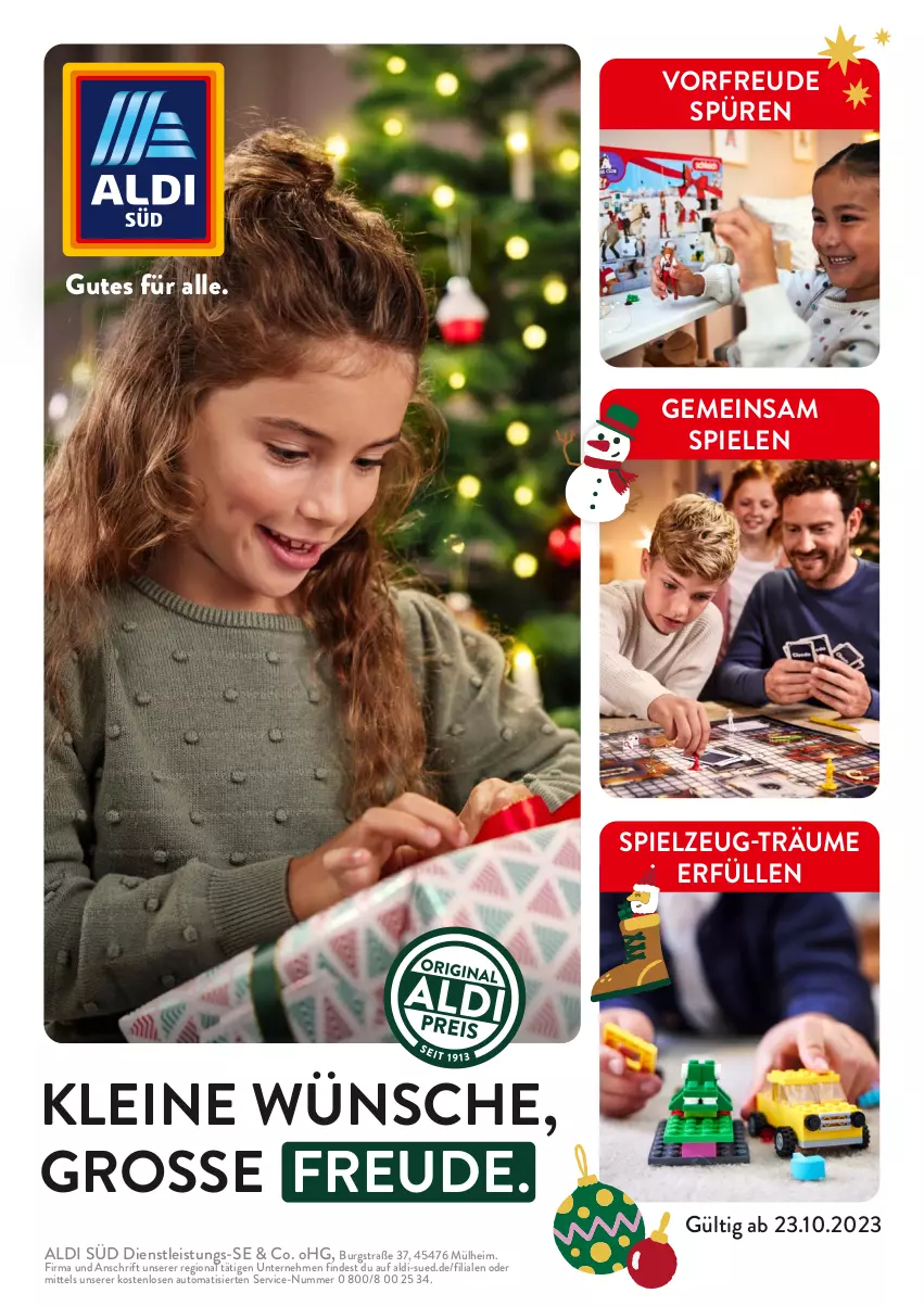 Aktueller Prospekt AldiSud - KLEINE WÜNSCH, GROSSE FREUDE. - von 23.10 bis 30.12.2023 - strona 1 - produkty: aldi, auto, eis, leine, Spiele, spielzeug, Ti