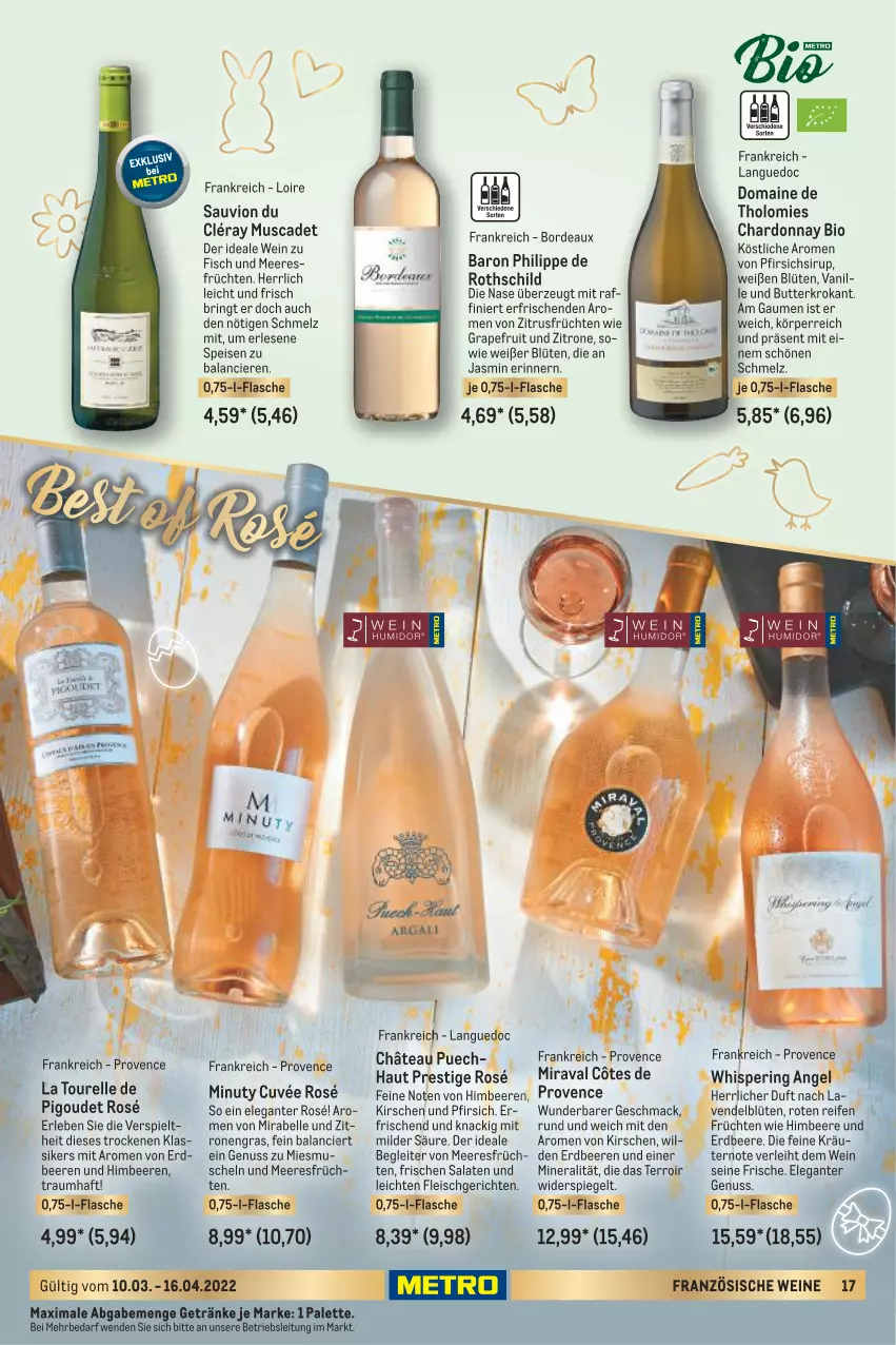 Aktueller Prospekt Metro - Erlesene Tropfen Spezial - von 10.03 bis 16.04.2022 - strona 17 - produkty: beere, beeren, bio, Blüte, butter, chardonnay, Côtes de Provence, cuvée, eis, elle, erdbeere, erdbeeren, fisch, Fisch und Meeresfrüchte, flasche, fleisch, früchte, früchten, getränk, getränke, grapefruit, himbeer, himbeere, himbeeren, kirsch, kirsche, kirschen, kräuter, kräutern, lavendel, mac, meeresfrüchte, Muscheln, nuss, Palette, pfirsich, reifen, rel, ring, salat, salate, sirup, spiegel, Ti, vanille, wein, weine, zitrone, zitronen