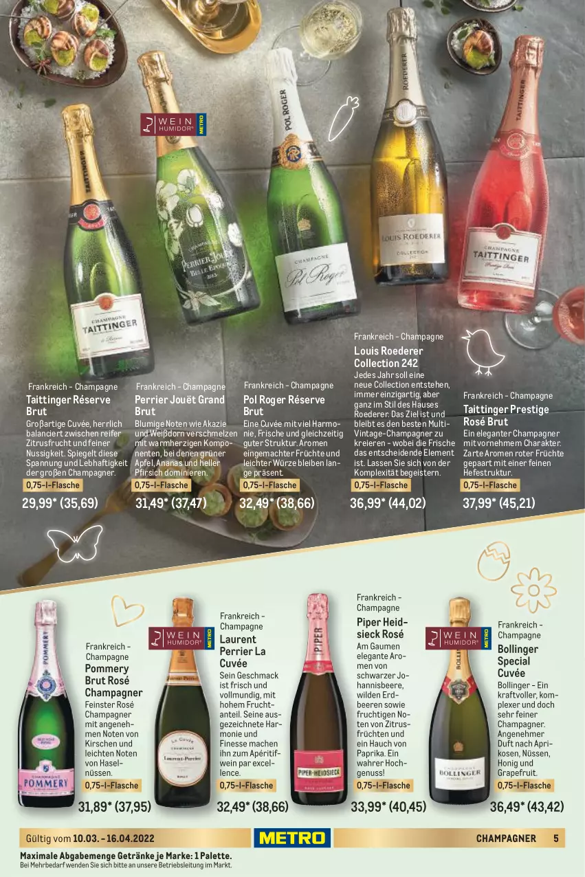 Aktueller Prospekt Metro - Erlesene Tropfen Spezial - von 10.03 bis 16.04.2022 - strona 5 - produkty: ananas, apfel, aprikose, aprikosen, beere, beeren, brut, champagne, champagner, cuvée, eier, eis, elle, ente, erdbeere, erdbeeren, finesse, flasche, frucht, früchte, früchten, getränk, getränke, grapefruit, Hefe, honig, johannisbeere, kirsch, kirsche, kirschen, kraft, mac, nuss, Palette, paprika, pfirsich, spiegel, Ti, wein, Wild