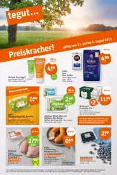 Gazetka promocyjna Tegut - Angebote der Woche - Gazetka - ważna od 05.08 do 05.08.2023 - strona 3 - produkty: alkohol, angebot, angebote, auer, beere, beeren, bio, Bio-Butter, bitburger, brustfilet, burger, butter, dekoration, duschgel, eis, ente, filet, fleisch, fleischwurst, getränk, getränke, gewürz, hähnchenbrust, hähnchenbrustfilet, heidelbeere, heidelbeeren, kaffee, Käse, kosmetik, landprimus, LG, mac, milch, natur, naturkosmetik, pils, premium pils, reis, Sauerrahm, Schal, Schale, telefon, Ti, trauben, uhr, wein, weleda, wurst