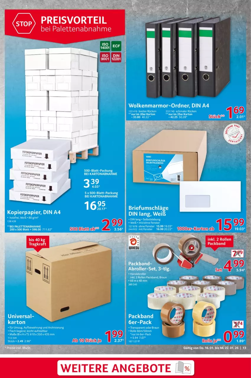 Aktueller Prospekt Selgros - Non Food - von 16.01 bis 22.01.2025 - strona 13 - produkty: angebot, angebote, ball, jbl, kopierpapier, Packband, Palette, papier