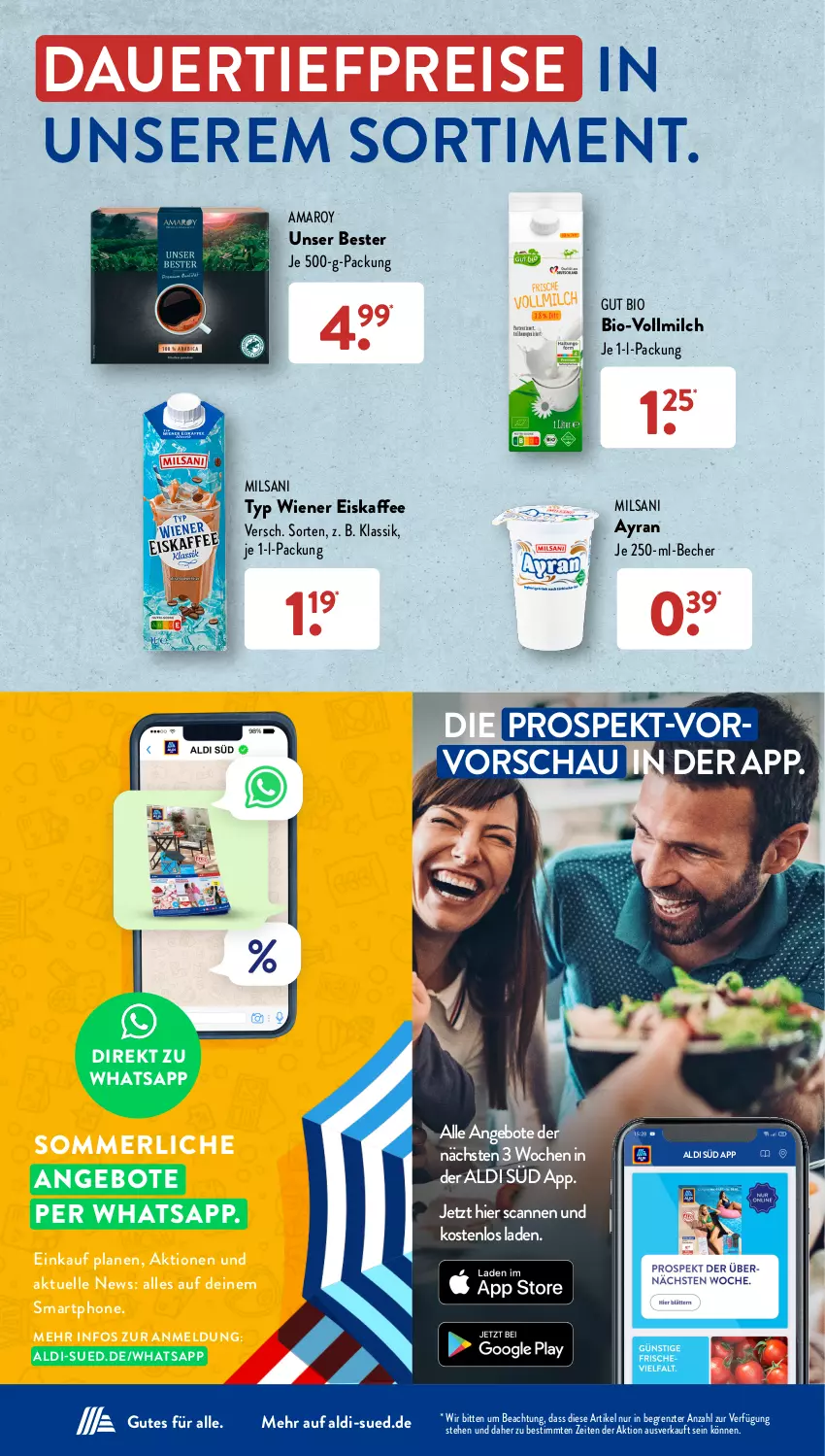 Aktueller Prospekt AldiSud - NÄCHSTE WOCHE - von 16.10 bis 21.10.2023 - strona 3 - produkty: aldi, amaro, angebot, angebote, auer, Ayran, Becher, bio, dauertiefpreis, eis, eiskaffee, elle, kaffee, merl, milch, reis, smartphone, Ti, tiefpreis, vollmilch, wiener, ZTE