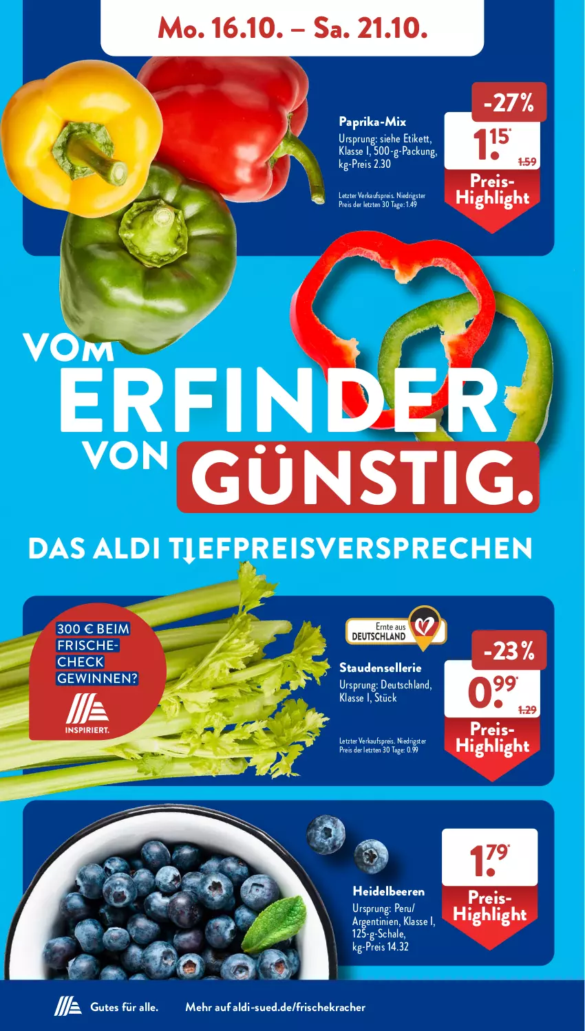 Aktueller Prospekt AldiSud - NÄCHSTE WOCHE - von 16.10 bis 21.10.2023 - strona 4 - produkty: aldi, beere, beeren, eis, elle, heidelbeere, heidelbeeren, kracher, paprika, reis, Schal, Schale, stauden, Ti, ZTE