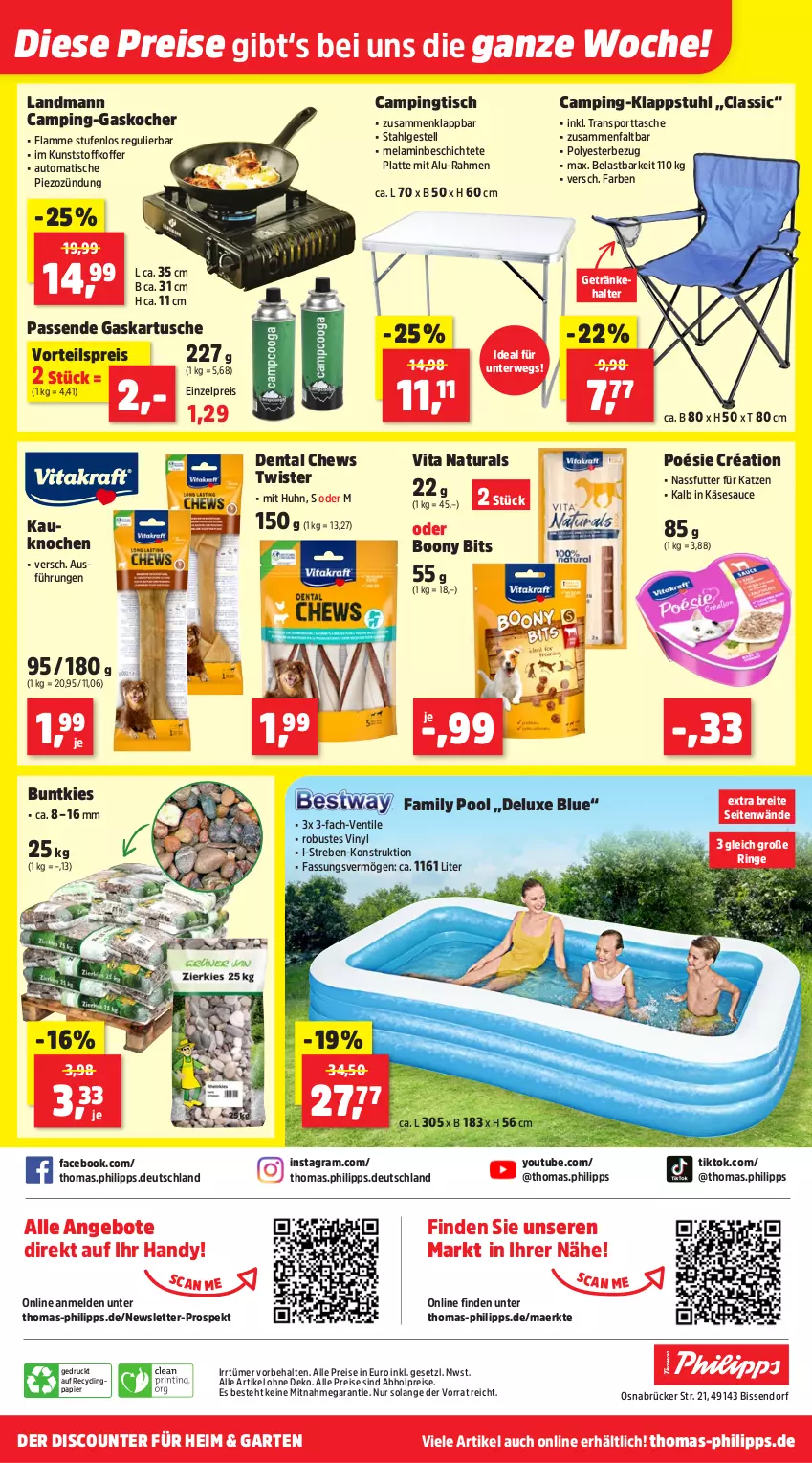 Aktueller Prospekt Thomas Philipps - von 30.06 bis 05.07.2025 - strona 15 - produkty: abholpreise, alle preise sind abholpreise, angebot, angebote, auto, Brei, Campingtisch, Clin, discount, eis, family pool, Garten, getränk, getränke, getränkehalter, Handy, Käse, klappstuhl, Kocher, koffer, lamm, latte, LG, mm extra, nassfutter, natur, natura, papier, pool, reis, ring, rwe, sauce, Sport, sporttasche, stuhl, Tasche, Ti, tisch, vita, vorteilspreis, Yo