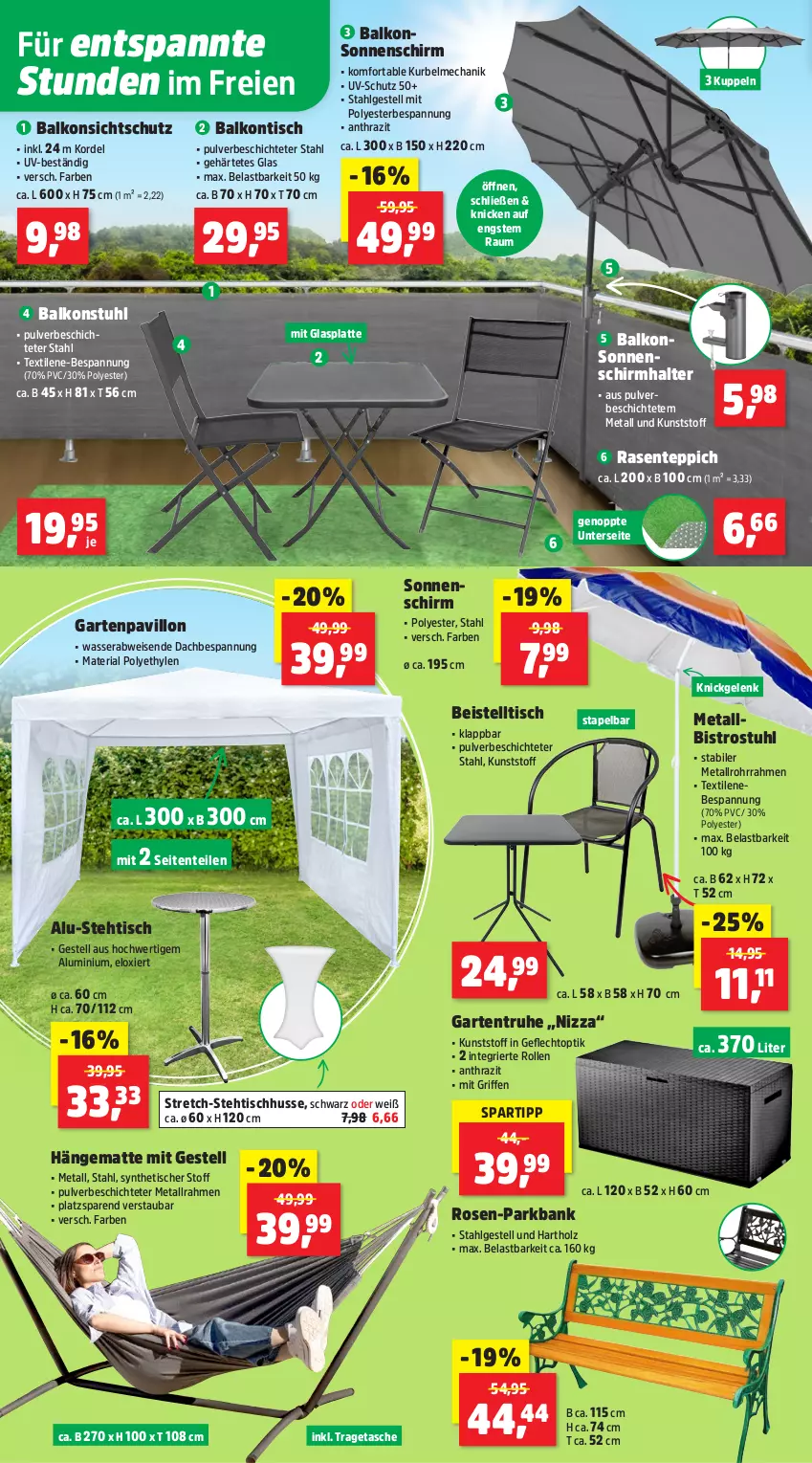 Aktueller Prospekt Thomas Philipps - von 30.06 bis 05.07.2025 - strona 4 - produkty: Bank, beistelltisch, eis, ente, Garten, Gartentruhe, glasplatte, hängematte, Holz, latte, LG, pavillon, rasen, Ria, rosen, sonnenschirm, Sonnenschirmhalter, spartipp, stuhl, Tasche, teppich, Ti, tisch, tragetasche, uv-schutz, wasser