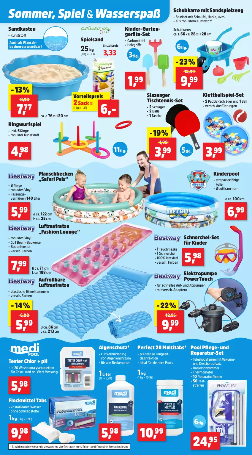 Aktueller Prospekt Thomas Philipps - von 30.06 bis 05.07.2025 - strona 5 - produkty: adapter, asti, ball, Bau, bio, biozidprodukte, Desinfektion, eis, Elektro, elle, fenster, Garten, Holz, Kescher, Kescheraufsatz, Kinder, Kinderpool, leine, LG, luftmatratze, Maske, matratze, ndk, planschbecken, pool, Rana, Rauch, reifen, reis, ring, rwe, sac, Sandkasten, Sandspielzeug, slazenger, spielsand, spielzeug, tablet, tablett, Tablette, Tasche, Teleskop, thermometer, Ti, tisch, vorteilspreis, wasser