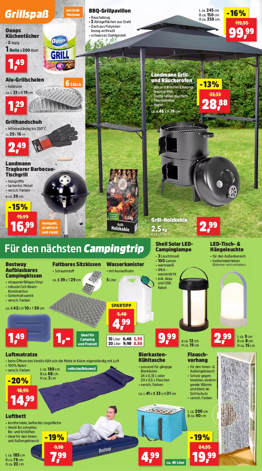 Aktueller Prospekt Thomas Philipps - von 30.06 bis 05.07.2025 - strona 8 - produkty: akku, barbecue, batterie, batterien, bestway, bett, bier, braun, elle, fisch, fische, flasche, grill, grill-holzkohle, Grillpavillon, Grillschalen, Hängeleuchte, hero, Holz, holzkohle, kissen, küche, Küchen, küchentücher, kühltasche, lack, Lampe, Leuchte, LG, Liege, luftbett, luftmatratze, matratze, Ofen, pavillon, Rauch, ring, Schal, Schale, sekt, sitzkissen, spartipp, Tasche, thermometer, Ti, tisch, tischgrill, tücher, usb, wasser