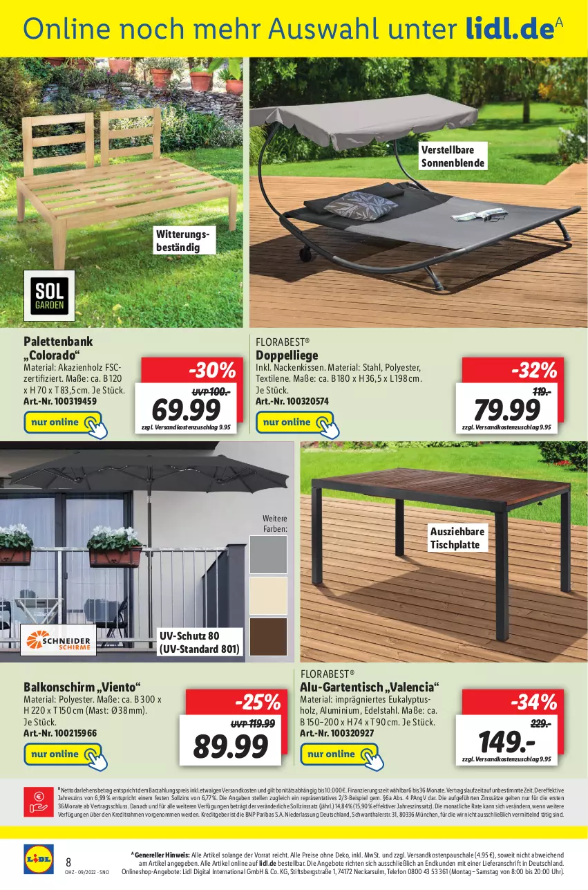 Aktueller Prospekt Lidl - Wochen-Highlights im Onlineshop - von 28.02 bis 06.03.2022 - strona 8 - produkty: angebot, angebote, Bank, edelstahl, eis, elle, erde, florabest, Garten, gartentisch, Holz, HP, kissen, latte, Liege, nackenkissen, ndk, Palette, reis, rel, Ria, Schal, Schale, telefon, Ti, tisch, tischplatte, uhr, uv-schutz