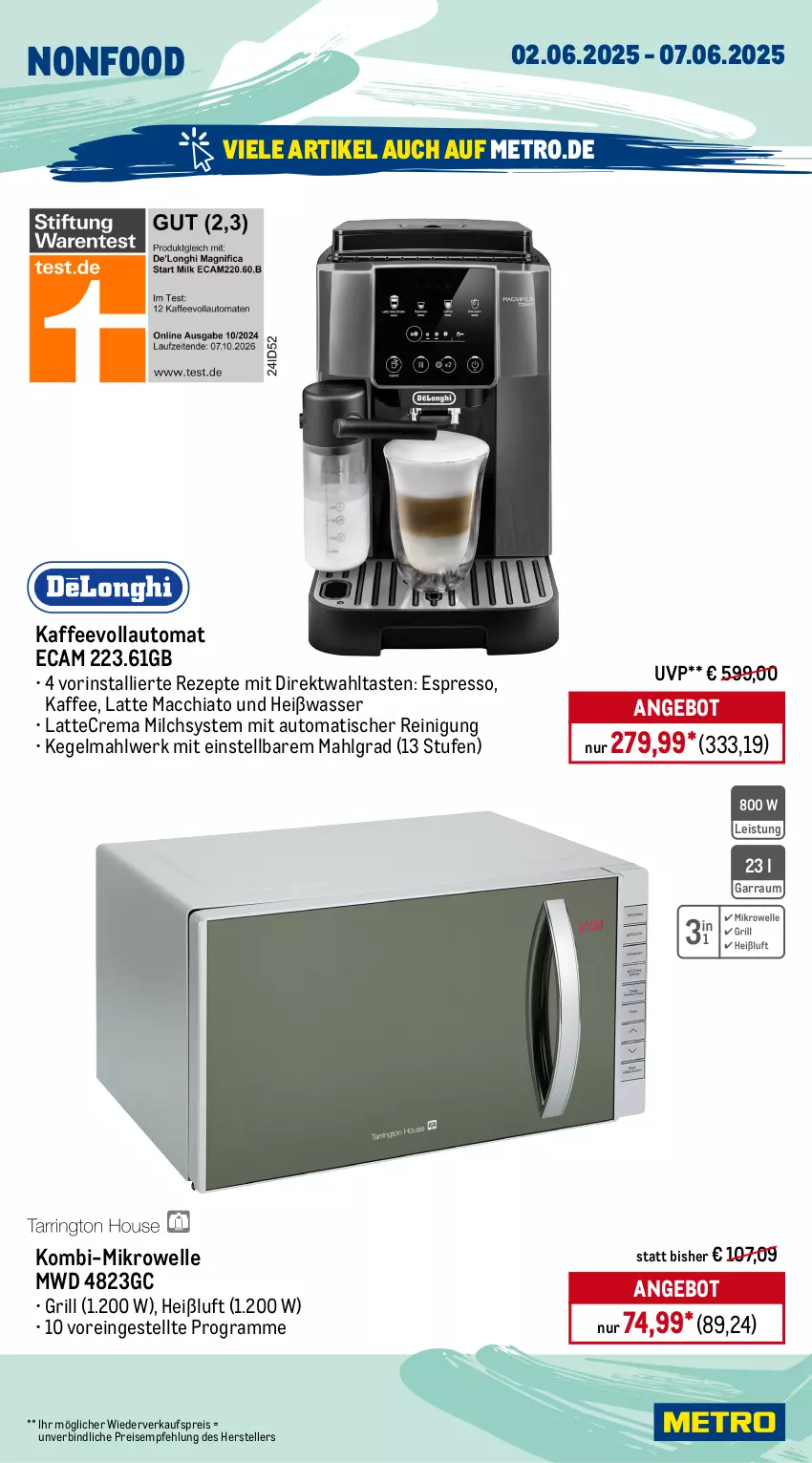Aktueller Prospekt Metro - Wochen-Angebote - von 02.06 bis 07.06.2025 - strona 19 - produkty: ACC, angebot, auto, chia, cocktail, cocktails, drink, drinks, edelstahl, eis, eismaschine, elle, espresso, garraum, grill, herdarten, kaffee, kaffeevollautomat, kompressor, lack, latte, latte macchiato, LG, mac, macchiato, Metro, mikrowelle, milch, pfanne, Reinigung, reis, rezept, rezepte, Schütze, shake, spülmaschinen, teller, Ti, tisch, wasser