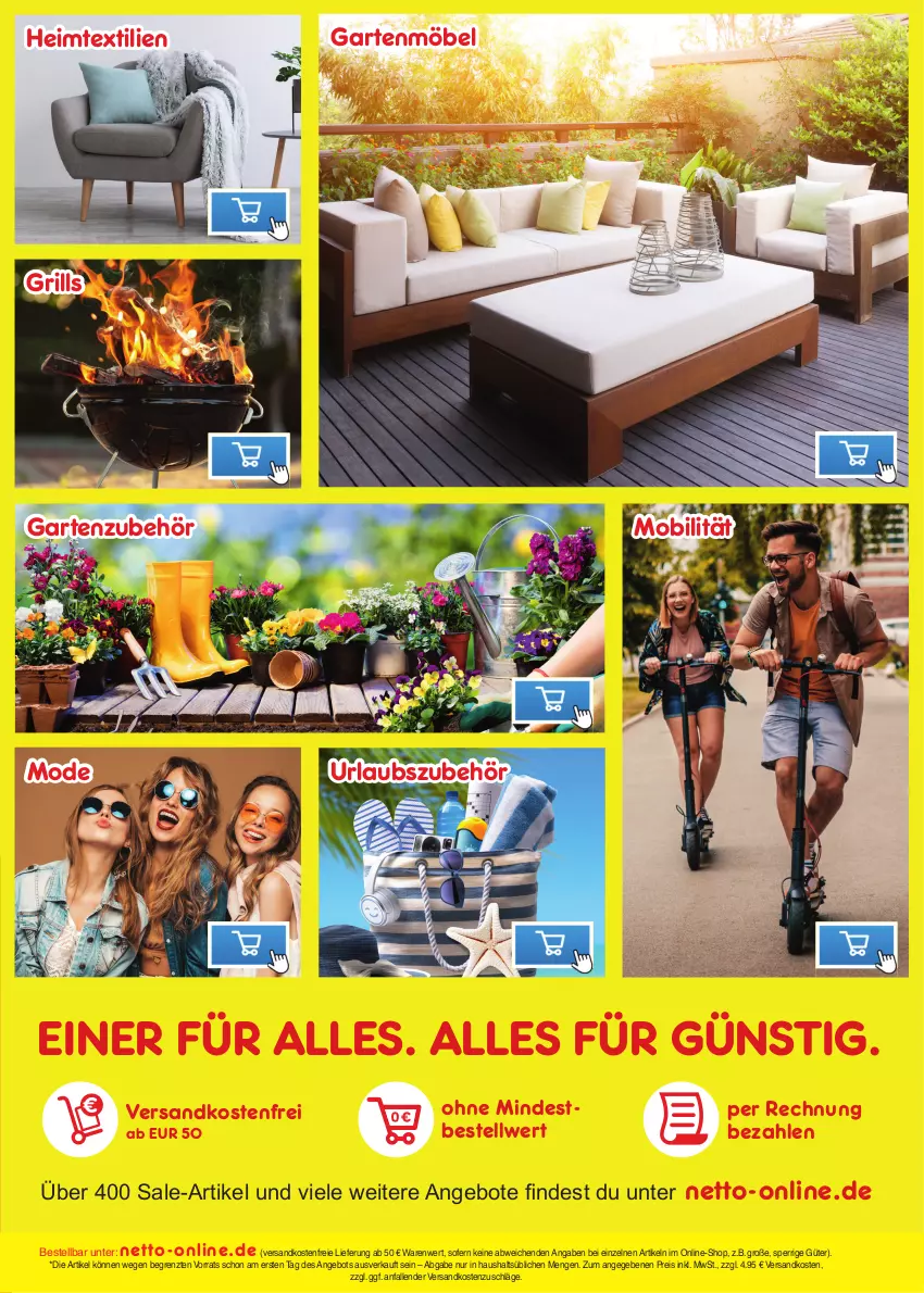 Aktueller Prospekt Netto Marken-Discount - Filial-Angebote - von 15.08 bis 20.08.2022 - strona 49 - produkty: angebot, angebote, eis, Garten, gartenmöbel, grill, heimtextilien, möbel, Mode, ndk, reis, Ti, versandkostenfrei, ZTE