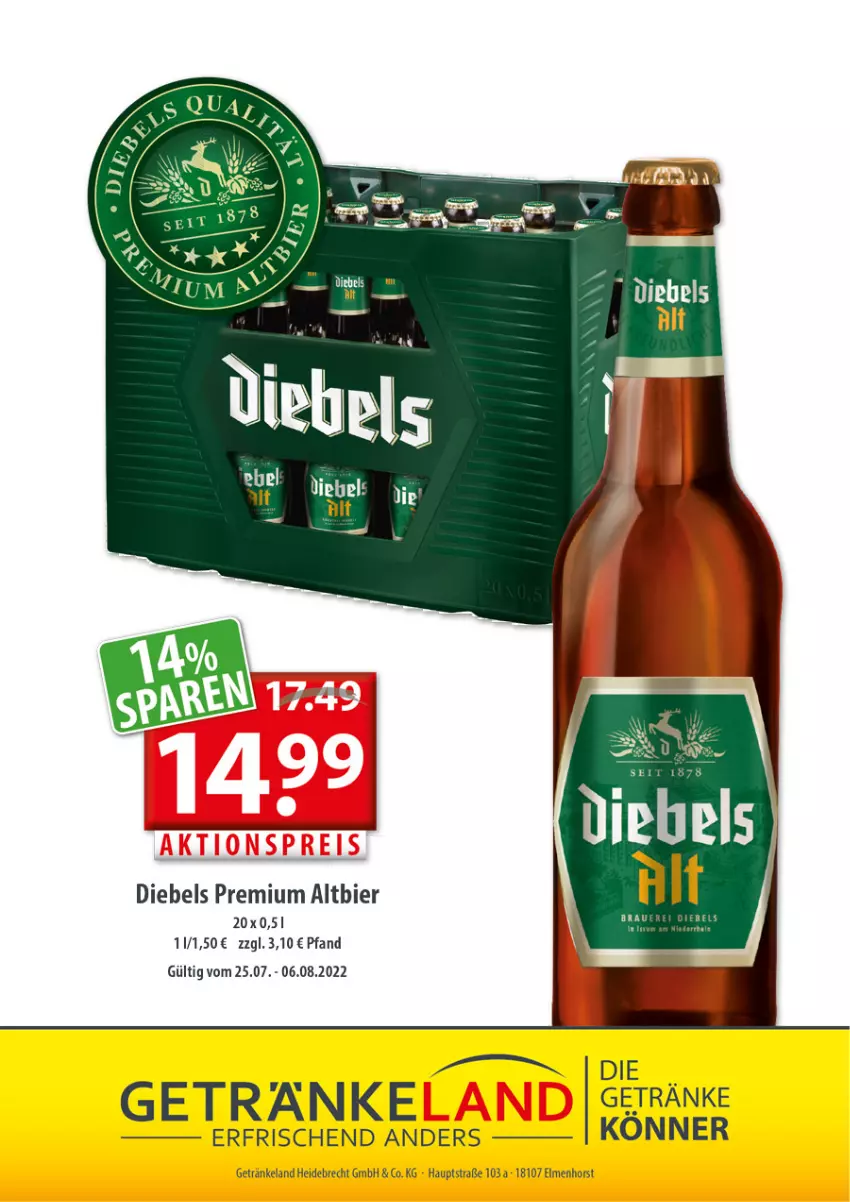 Aktueller Prospekt Getraenkeland - von 25.07 bis 06.08.2022 - strona 11 - produkty: bier, diebels, Elan, getränk, getränke, Ti