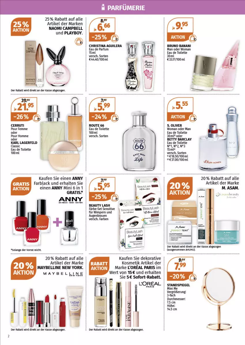 Aktueller Prospekt Mueller - Müller Prospekt - von 21.03 bis 26.03.2022 - strona 2 - produkty: bett, eau de toilette, eau de toilette 30 ml, kosmetik, lack, loreal, Maybelline, messer, Naomi Campbell, Ofen, olive, Playboy, sana, sofort-rabatt, spiegel, Standspiegel, tee, Ti, uhu, Yo