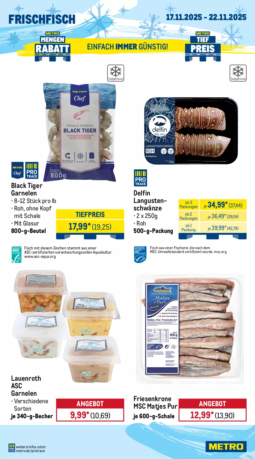 Aktueller Prospekt Metro - Wochen-Angebote - von 17.11 bis 22.11.2025 - strona 6 - produkty: Adventskranz, angebot, aqua, avocado, Becher, beere, beeren, beutel, dekoration, eis, elinas, fisch, fische, Fischer, frischfisch, garnelen, garnier, heidelbeere, heidelbeeren, Kranz, krone, lack, matjes, Metro, navelina, obst, orange, orangen, reis, Schal, Schale, Schere, Ti, tiefpreis