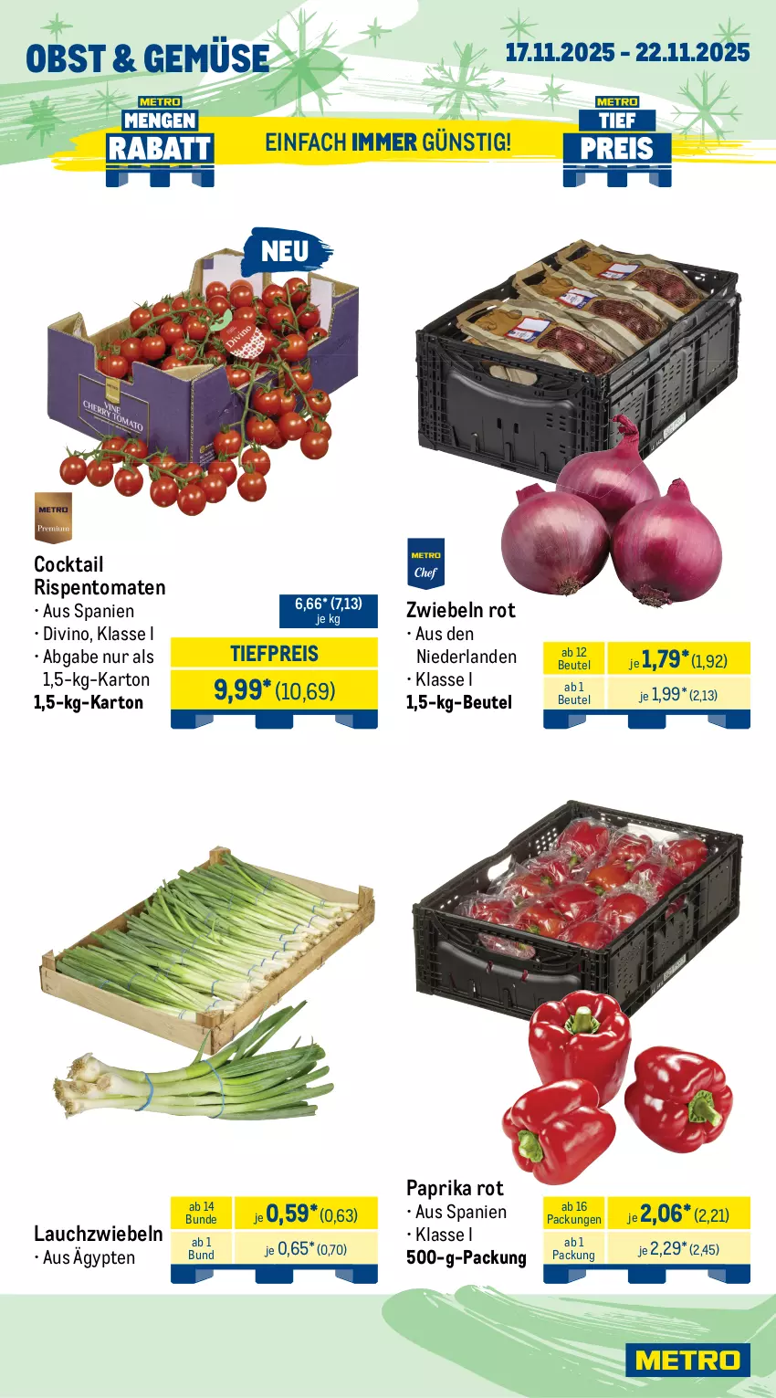 Aktueller Prospekt Metro - Wochen-Angebote - von 17.11 bis 22.11.2025 - strona 8 - produkty: albray, angebot, Becher, beutel, butter, chaumes, cocktail, eis, feinjoghurt, joghur, joghurt, Lauchzwiebel, lauchzwiebeln, mac, markenbutter, milch, mövenpick, obst, paprika, paprika rot, reis, rispentomaten, salakis, salz, St. Albray, Ti, tiefpreis, tisch, tomate, tomaten, zwiebel, zwiebeln
