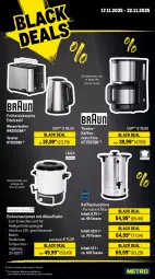 Gazetka promocyjna Metro - Wochen-Angebote - Gazetka - ważna od 22.11 do 22.11.2025 - strona 21 - produkty: auto, Becher, beutel, Brei, edelstahl, eis, elle, fritteuse, getränk, getränke, kaffee, kaffeemaschine, Kocher, küche, Küchen, kuchen, küchenmaschine, lack, leine, Mixer, pfanne, pizza, reis, Ria, Rührschüssel, schlauch, Schneebesen, schüssel, sonderposten, Spritzschutz, stabmixer, tasse, teller, Ti, toast, toaster, Vakuumierer, wasser, wasserkocher, Zerkleinerer