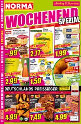 Gazetka promocyjna Norma - Norma - Gazetka - ważna od 27.11 do 27.11.2023 - strona 16 - produkty: apfel, Becher, braten, ecco, eis, flasche, fleisch, frucht, früchte, fruchtsecco, gewürz, gin, grana, granatapfel, hackfleisch, henkel, kirsch, knoblauch, latte, lebensmittel, LG, mac, mango, meersalz, Nackensteak, nackensteaks, natur, navelina, nuss, Ofen, olive, orange, orangen, pudding, Rana, regal, reis, reiss, sac, saft, salz, schenkel, schoko, schwein, schweine, Schweinehackfleisch, schweinenacken, Soße, steak, steaks, tesa, Ti, tiefpreis, tomate, vanille, wein, weine