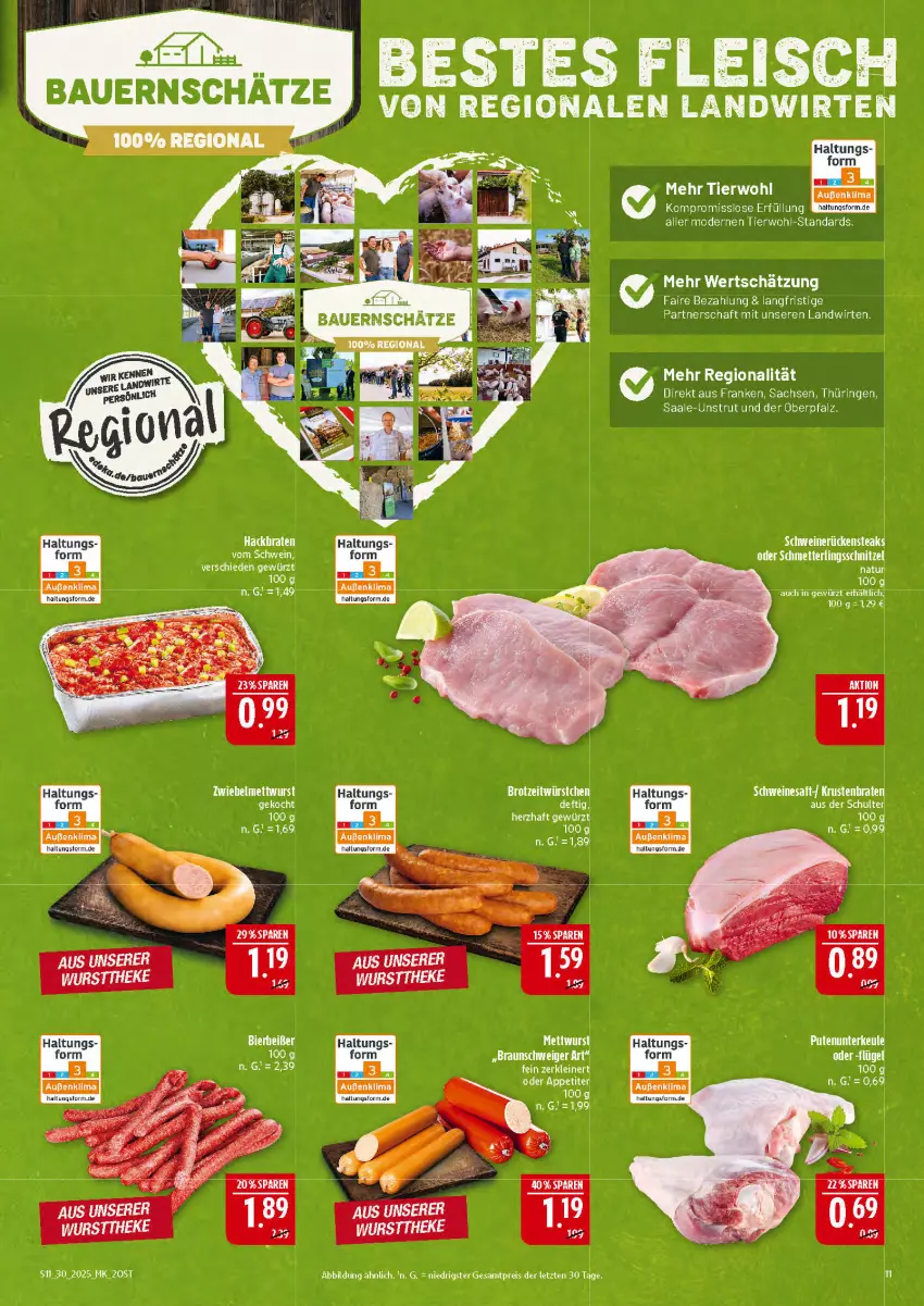 Aktueller Prospekt Marktkauf - Prospekt - von 20.07 bis 26.07.2025 - strona 11 - produkty: auer, Bau, Bauer, bier, braten, braun, brot, eis, fleisch, gewürz, krustenbraten, Mett, mettwurst, Mode, pute, reis, ring, sac, saft, schwein, schweine, Ti, wein, weine, wurst, würstchen, ZTE, zwiebel, zwiebelmettwurst