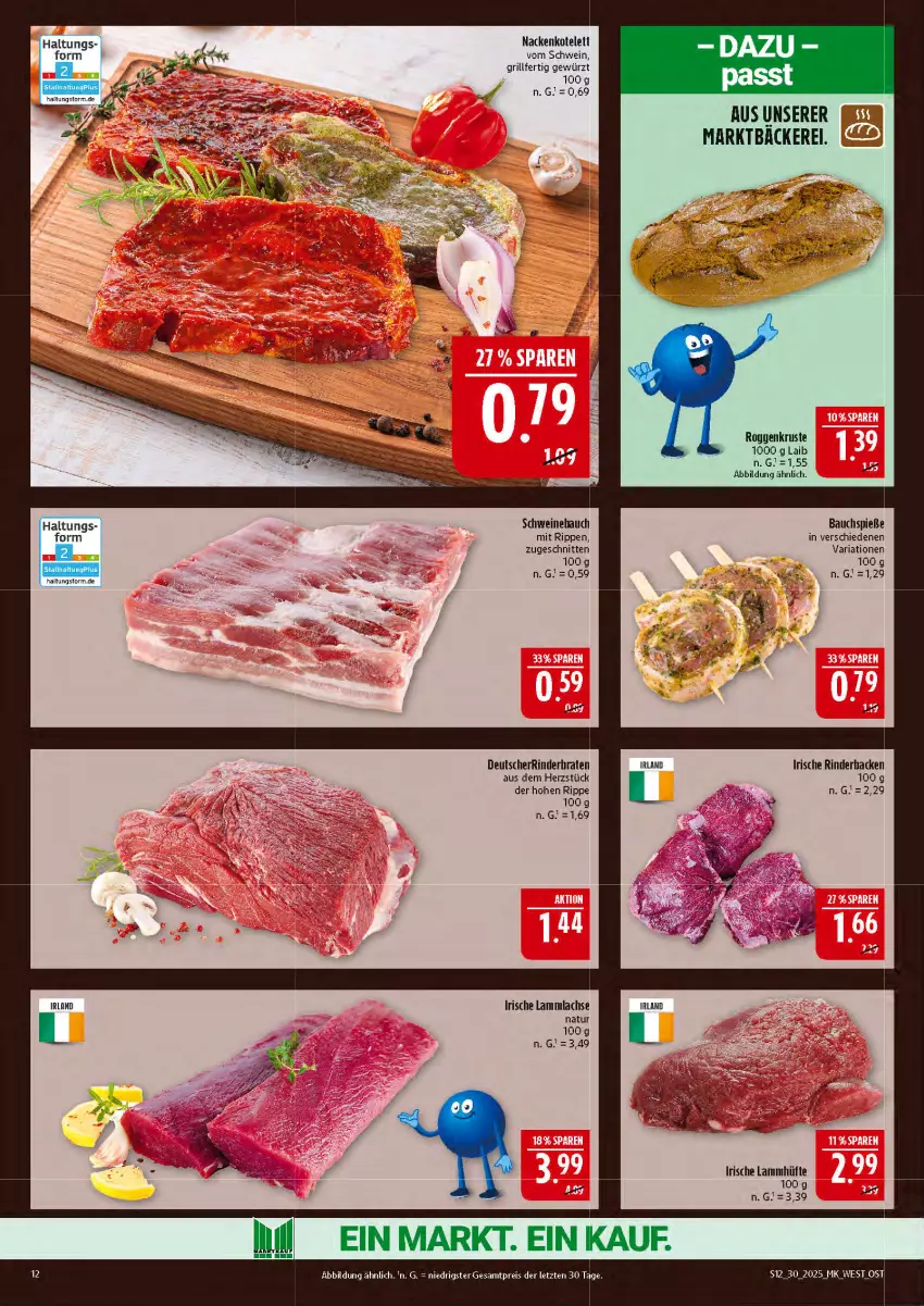 Aktueller Prospekt Marktkauf - Prospekt - von 20.07 bis 26.07.2025 - strona 12 - produkty: Bau, eis, gewürz, grill, kotelett, lachs, lamm, lammlachse, natur, reis, Ria, rind, rinder, Rinderbacken, Rippen, schnitten, schwein, schweine, Schweinebauch, Ti, wein, weine, ZTE