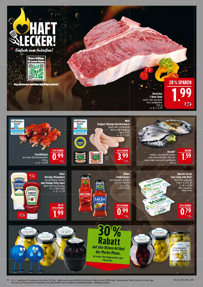 Aktueller Prospekt Marktkauf - Prospekt - von 20.07 bis 26.07.2025 - strona 14 - produkty: aktionspreis, Becher, bratwurst, deka, Dorade, eier, eis, erde, fisch, flasche, fleisch, frischfisch, gin, heinz, LG, mac, nuss, original thüringer, reis, ring, rostbratwurst, rwe, schwein, schweine, schweinerücken, thüringer rostbratwurst, Ti, wein, weine, wurst, ZTE