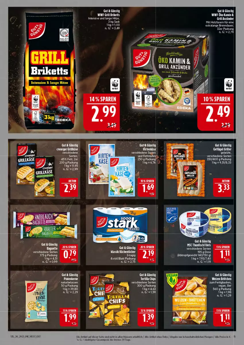 Aktueller Prospekt Marktkauf - Prospekt - von 20.07 bis 26.07.2025 - strona 15 - produkty: anzünder, auer, baguette, brötchen, eis, filet, filets, fisch, gin, grill, Holz, Kamin, küche, Küchen, küchentücher, natur, reis, sac, tee, thunfisch, thunfisch filets, Ti, tücher, ZTE