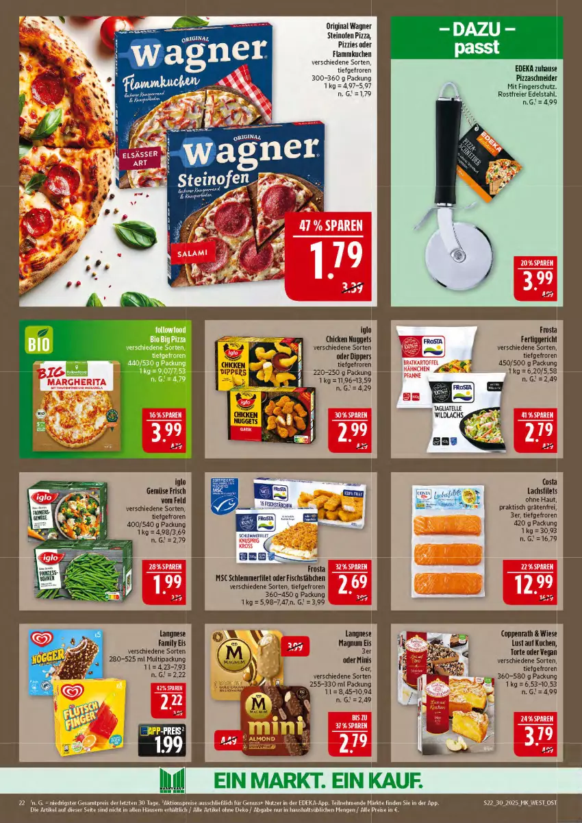 Aktueller Prospekt Marktkauf - Prospekt - von 20.07 bis 26.07.2025 - strona 22 - produkty: aktionspreis, bio, chicken nuggets, coppenrath, deka, dip, edelstahl, eier, eis, fertiggericht, filet, filets, fisch, flammkuchen, frosta, gin, iglo, kuchen, lachs, lachsfilet, lachsfilets, lamm, langnese, Lust auf Kuchen, magnum, nuggets, nuss, Ofen, original wagner, pizza, reis, schlemmerfilet, steinofen, steinofen pizza, Ti, tisch, torte, wagner, ZTE