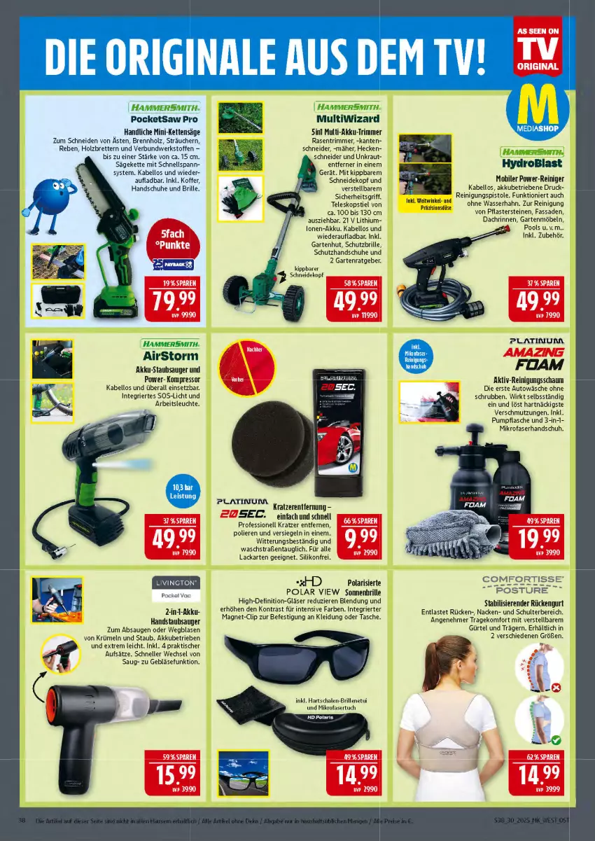 Aktueller Prospekt Marktkauf - Prospekt - von 20.07 bis 26.07.2025 - strona 38 - produkty: akku, Arbeitsleuchte, auto, Brennholz, Brille, elle, flasche, Garten, gartenmöbel, Gläser, handschuhe, handstaubsauger, Holz, Kette, kleid, Kleidung, koffer, kompressor, Kraut, lack, Leuchte, mediashop, mikrofaser, möbel, pflaster, Pflastersteine, pool, rasen, rasentrimmer, reiniger, Reinigung, Reinigungsschaum, säge, Schal, Schale, schuhe, Schutzbrille, sonnenbrille, staubsauger, Tasche, Teleskop, teleskopstiel, Ti, tisch, tuc, wasser