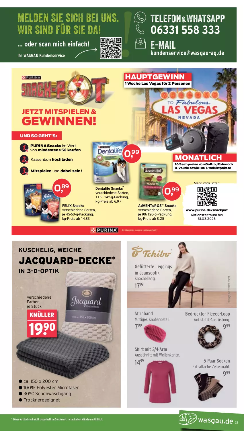 Aktueller Prospekt Wasgau - von 30.09 bis 05.10.2024 - strona 25 - produkty: adventuros, auer, decke, eis, elle, Ergee, felix, gin, GoPro, hella, HP, jeans, leggings, purina, reis, sac, shirt, snack, snacks, socken, Spiele, telefon, Ti, Trockner