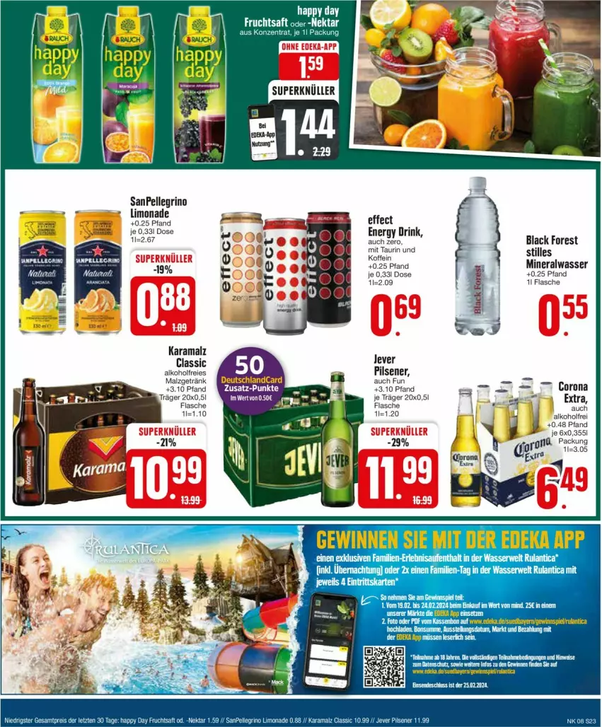 Aktueller Prospekt Edeka - Prospekte - von 19.02 bis 24.02.2024 - strona 23 - produkty: alkohol, Alwa, black forest, corona, drink, eis, elle, erde, flasche, getränk, karamalz, lack, limo, limonade, malz, mineralwasser, pils, pilsener, rama, Rauch, rwe, sanpellegrino, Ti, wasser, Yo